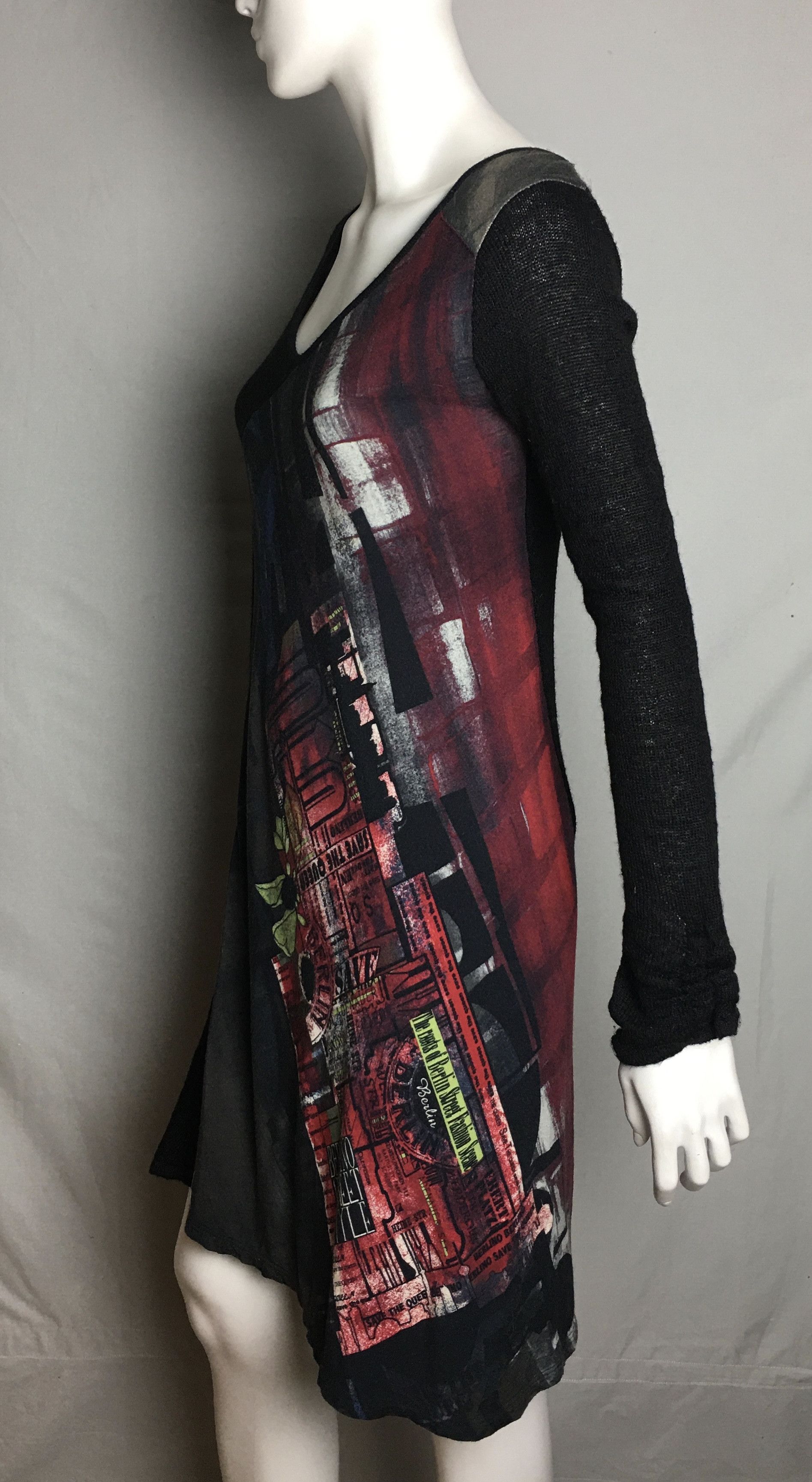 Japanese Brand Save The Queen Graphic Art Print Knit Dress Black Size S Size S / US 4 / IT 40 - 4 Thumbnail