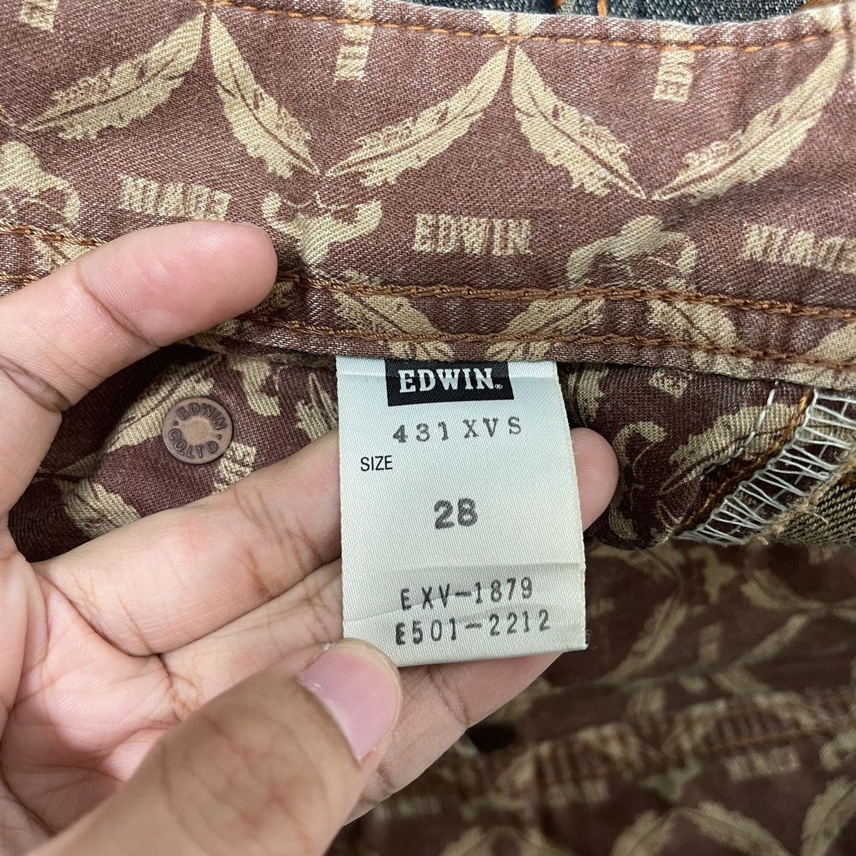 Edwin RUSTY🔥Edwin XV Bootcut Leather Pai Pocket Rusty Denim Jeans Size US 31 - 17 Thumbnail