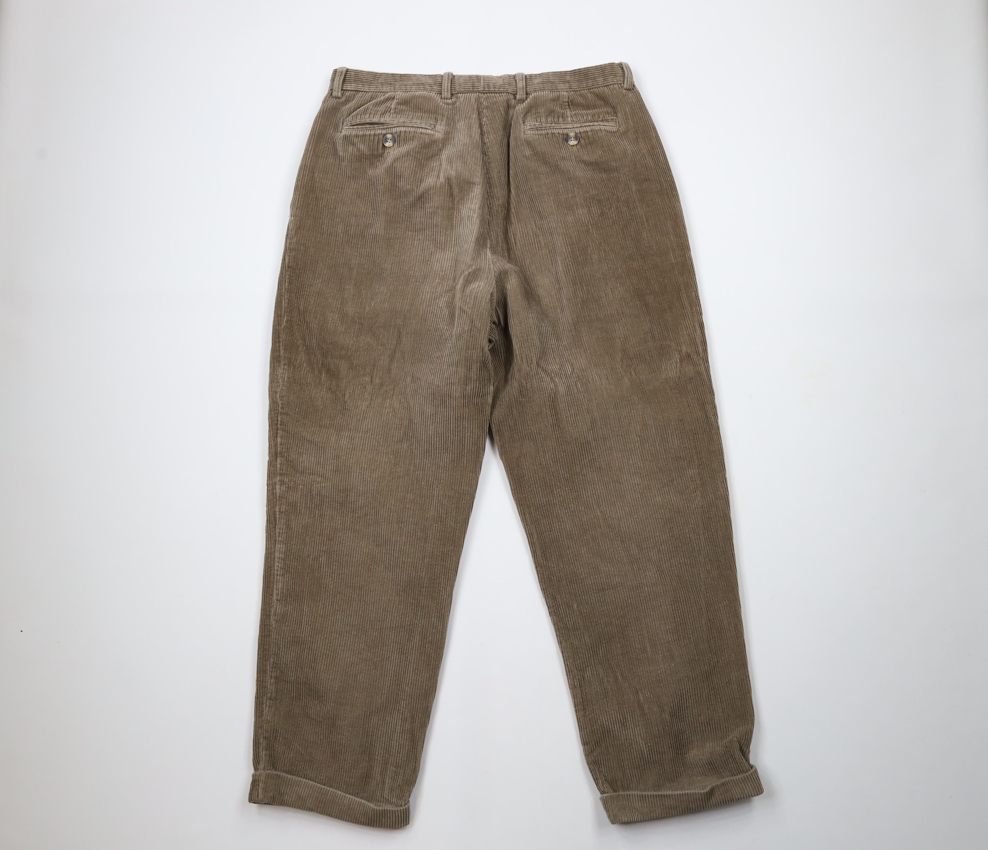 Vintage Vintage 90s Streetwear Pleated Cuffed Corduroy Chino Pants Size US 36 / EU 52 - 10 Thumbnail