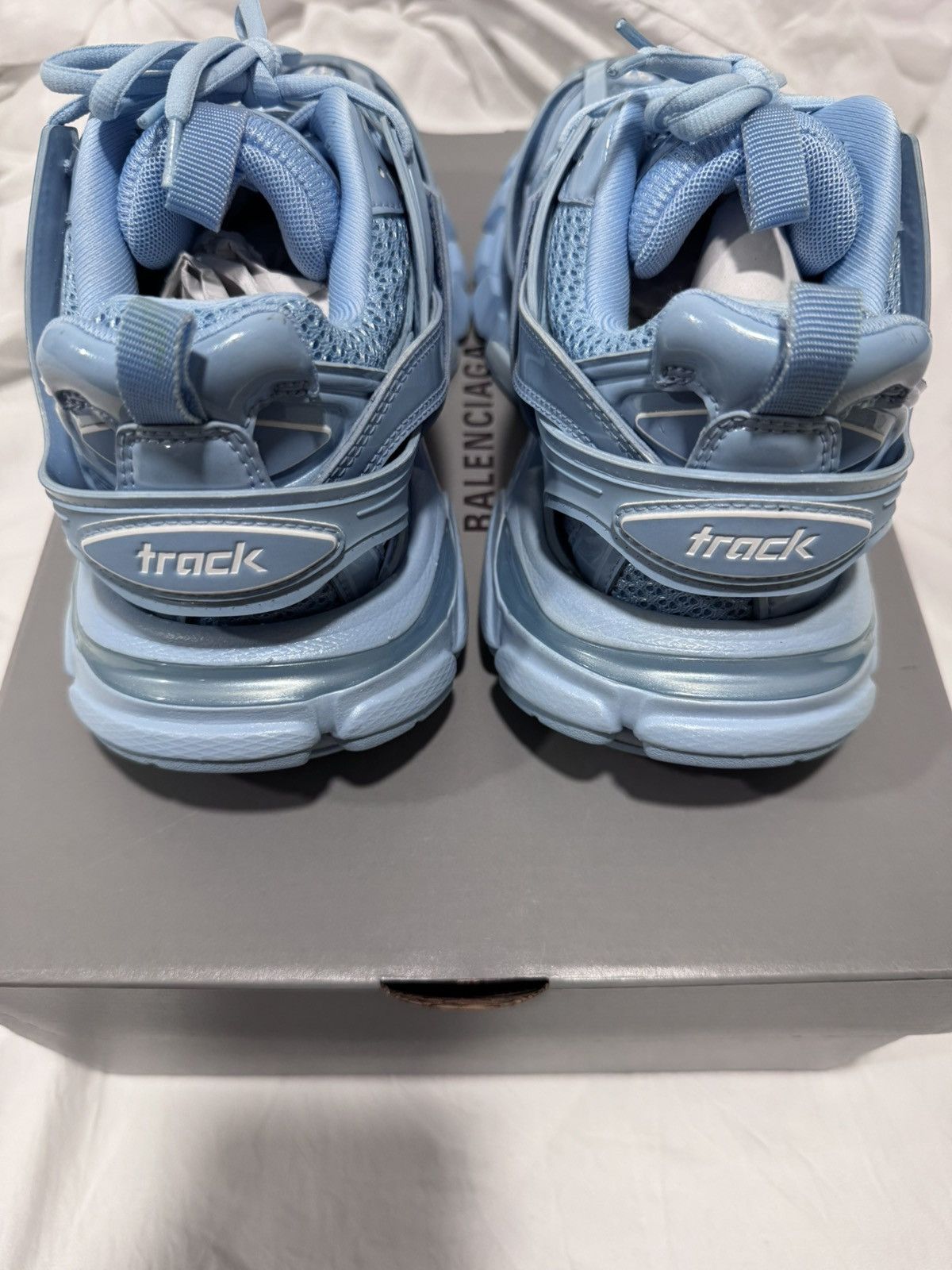 Balenciaga Balenciaga Women’s Metallic Blue Track Sneakers Size US 7 / IT 37 - 4 Thumbnail