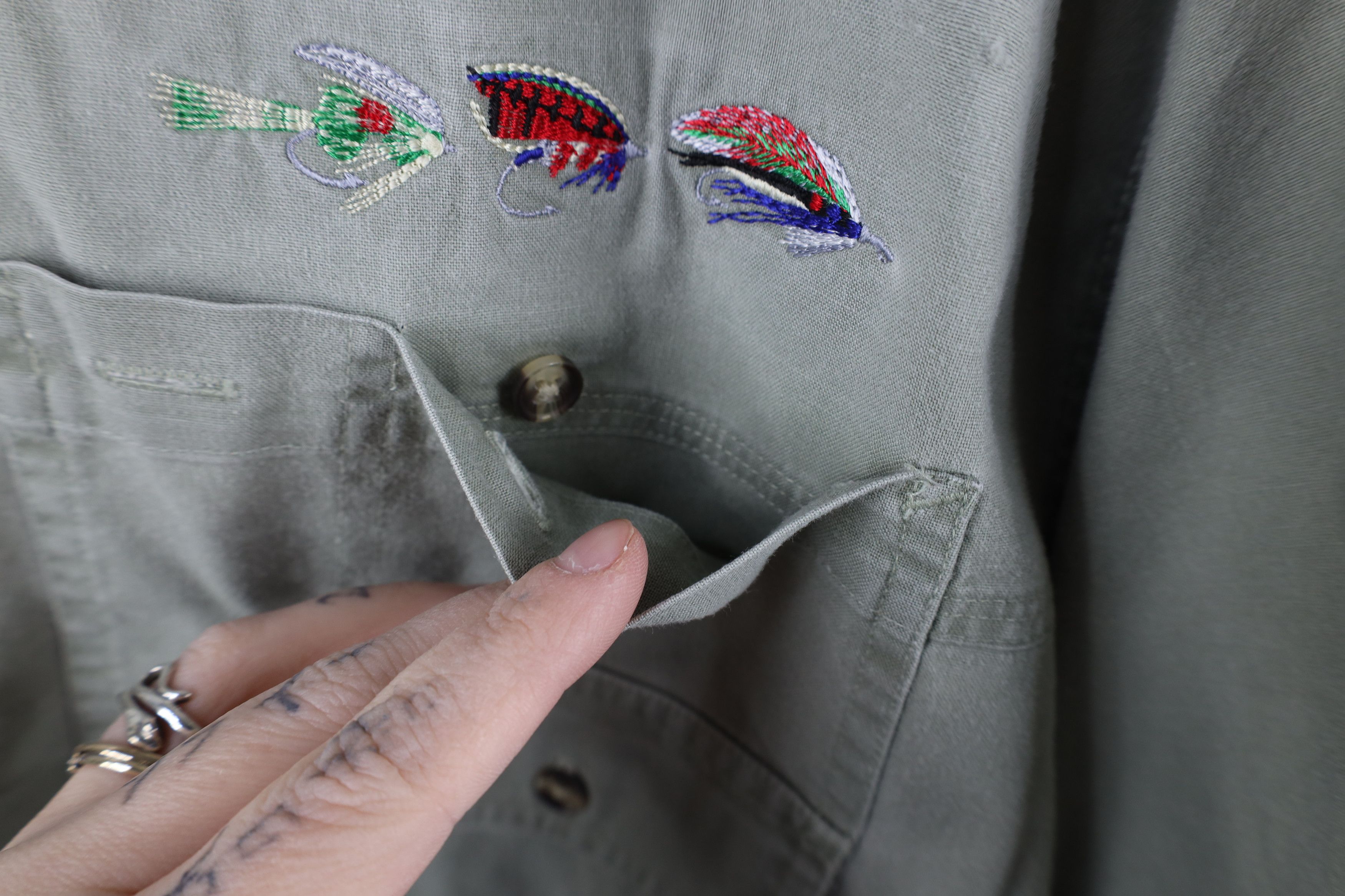Vintage Vintage 90s Streetwear Stonewash Flyfishing Button Shirt Size US L / EU 52-54 / 3 - 5 Thumbnail