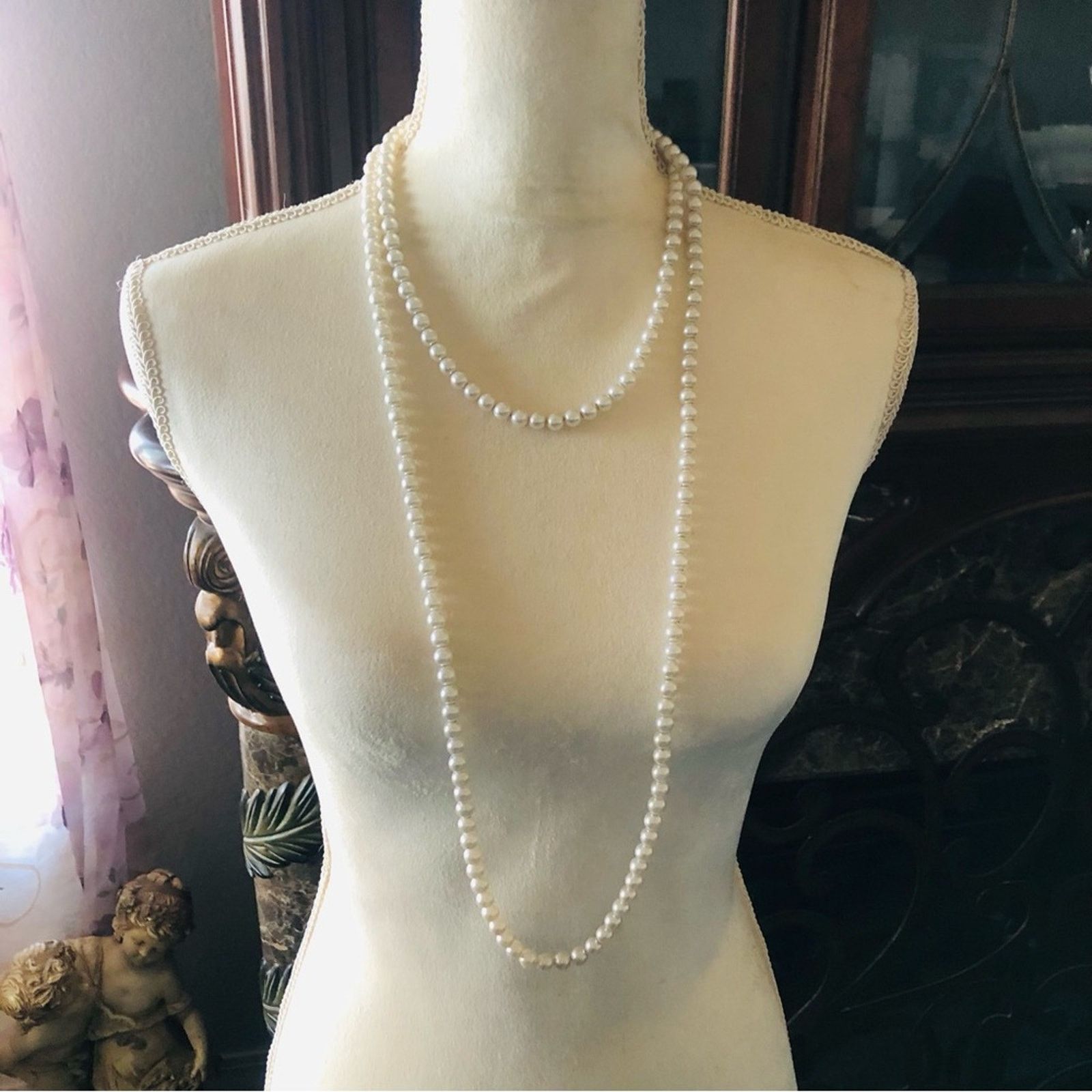 Vintage Vintage extra long length classic white pearl necklace Size ONE SIZE - 4 Thumbnail