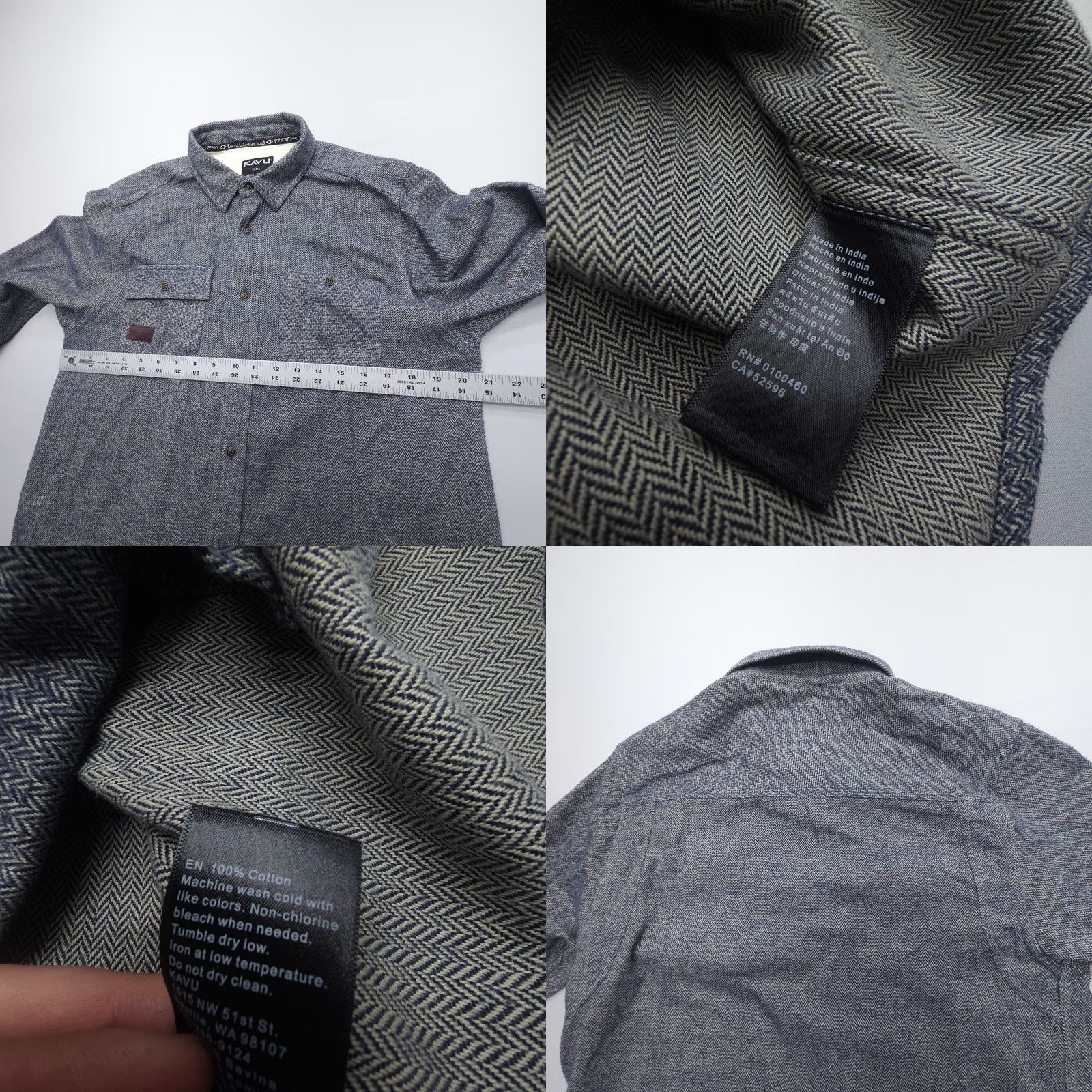 KAVU Kavu Long Sleeve Shirt Mens Medium Blue Flannel Outdoor Camp Cotton Herringbone Size US M / EU 48-50 / 2 - 8 Thumbnail