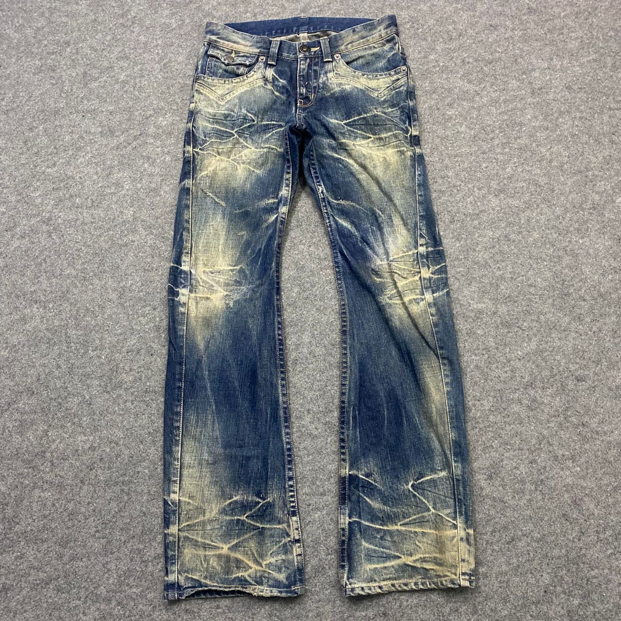 If Six Was Nine 💥Flare💥Vintage Rattle Trap Acid Wash Distressed Denim Size US 30 / EU 46 - 1 Thumbnail