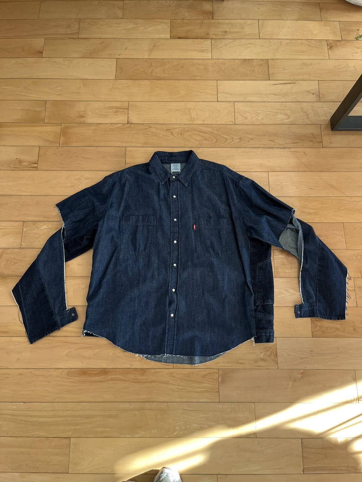 image of Levis x Vetements NWOT - Vetements X Levi's Destroyed Oversized Denim Shirt in Indigo (Size XS)