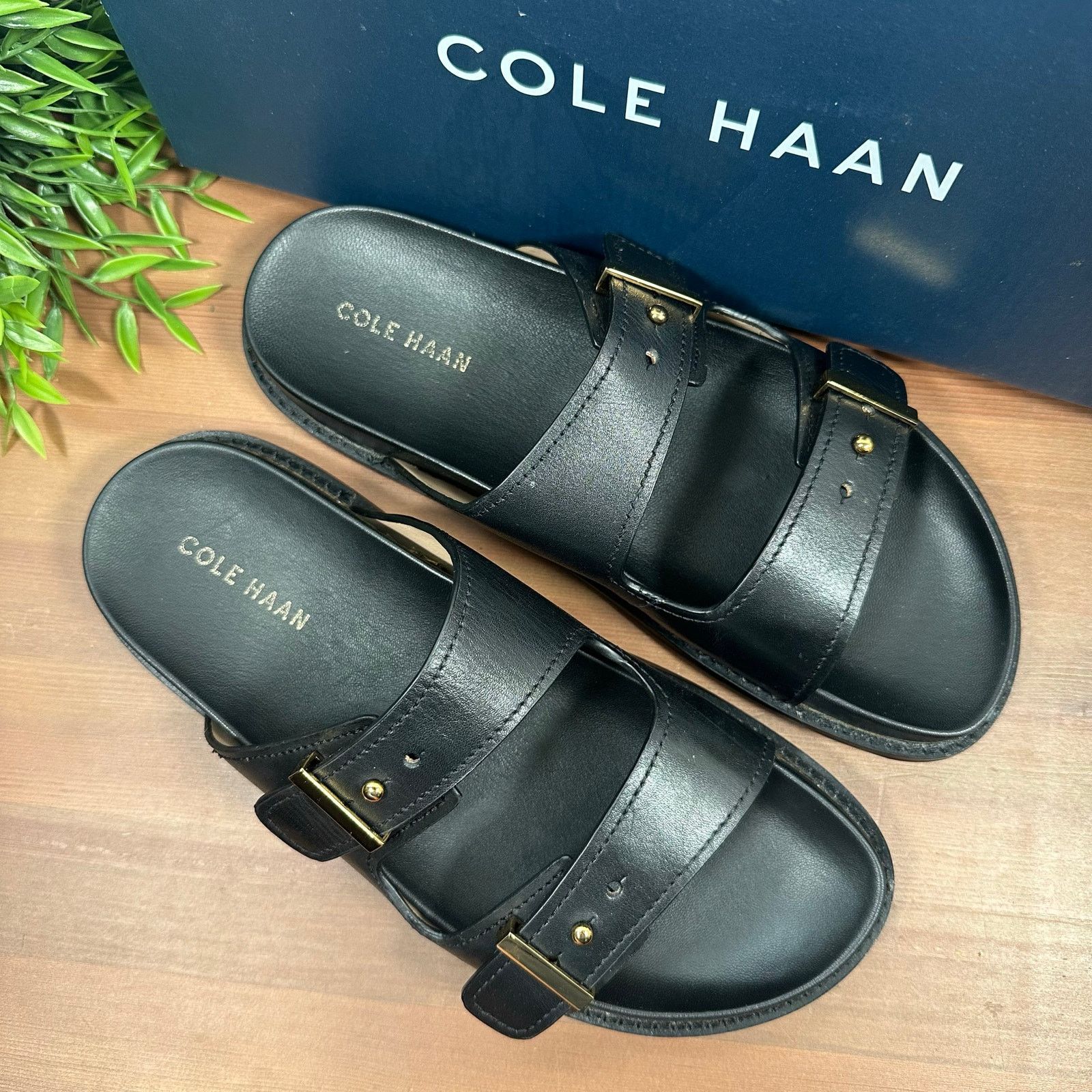 Cole Haan Cole Haan Marisol Footbed Sandals Black Leather Size 8 Size US 8 / IT 38 - 1 Thumbnail