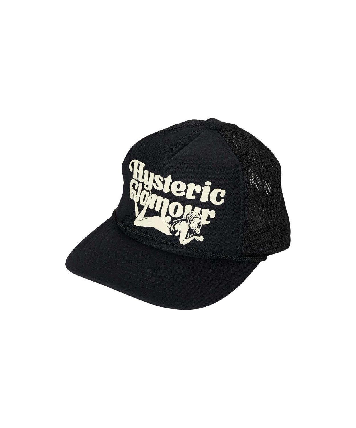 image of Hysteric Glamour Kinky Lay Down Girl Trucker Hat Black, Men's
