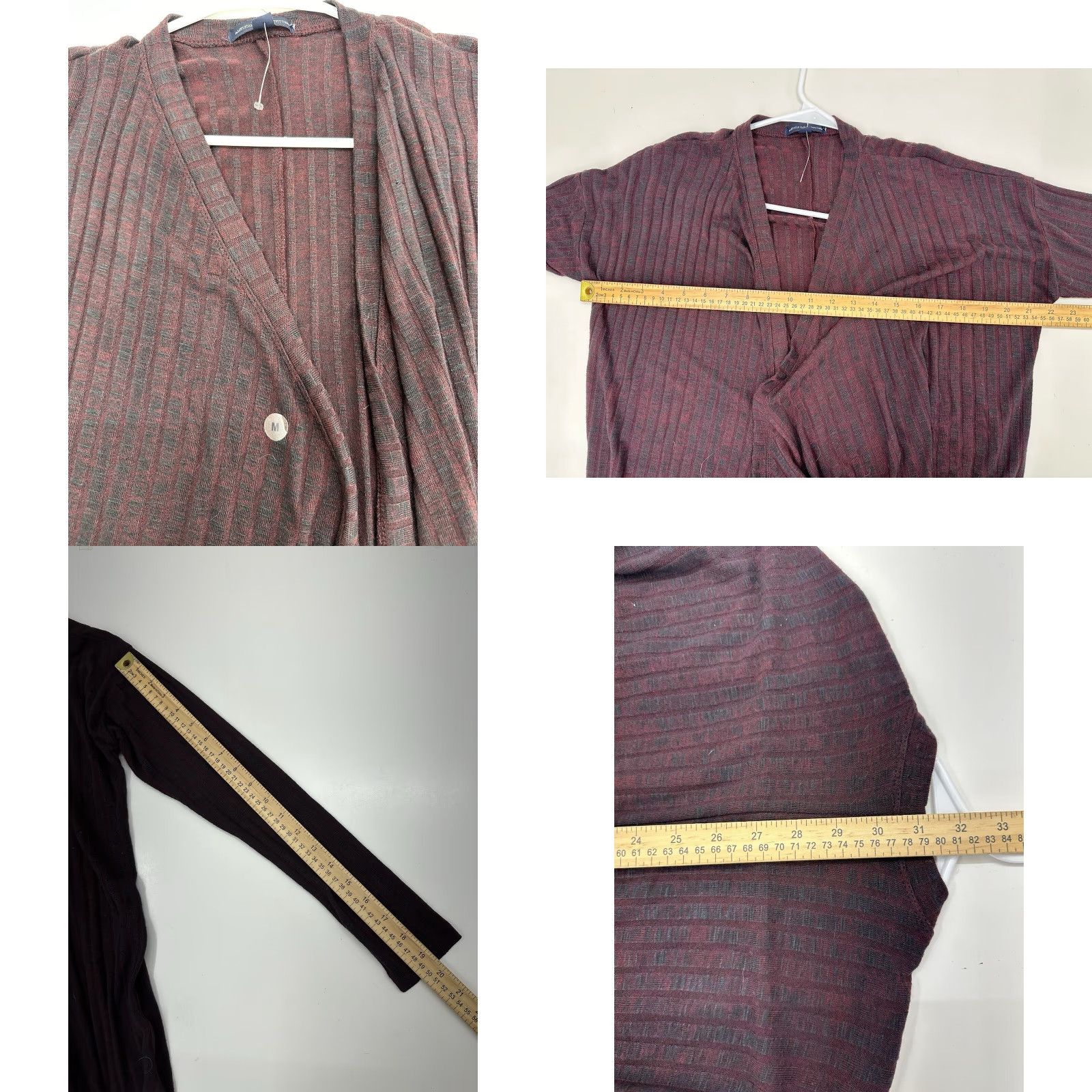 American Eagle Outfitters American Eagle Outfitters Sweater Cardigan Purple Open Front Ribbed Knit - Womens Medium Regular Cozy Bohemian Fall Winter Spring Shirt Size M / US 6-8 / IT 42-44 - 8 Thumbnail