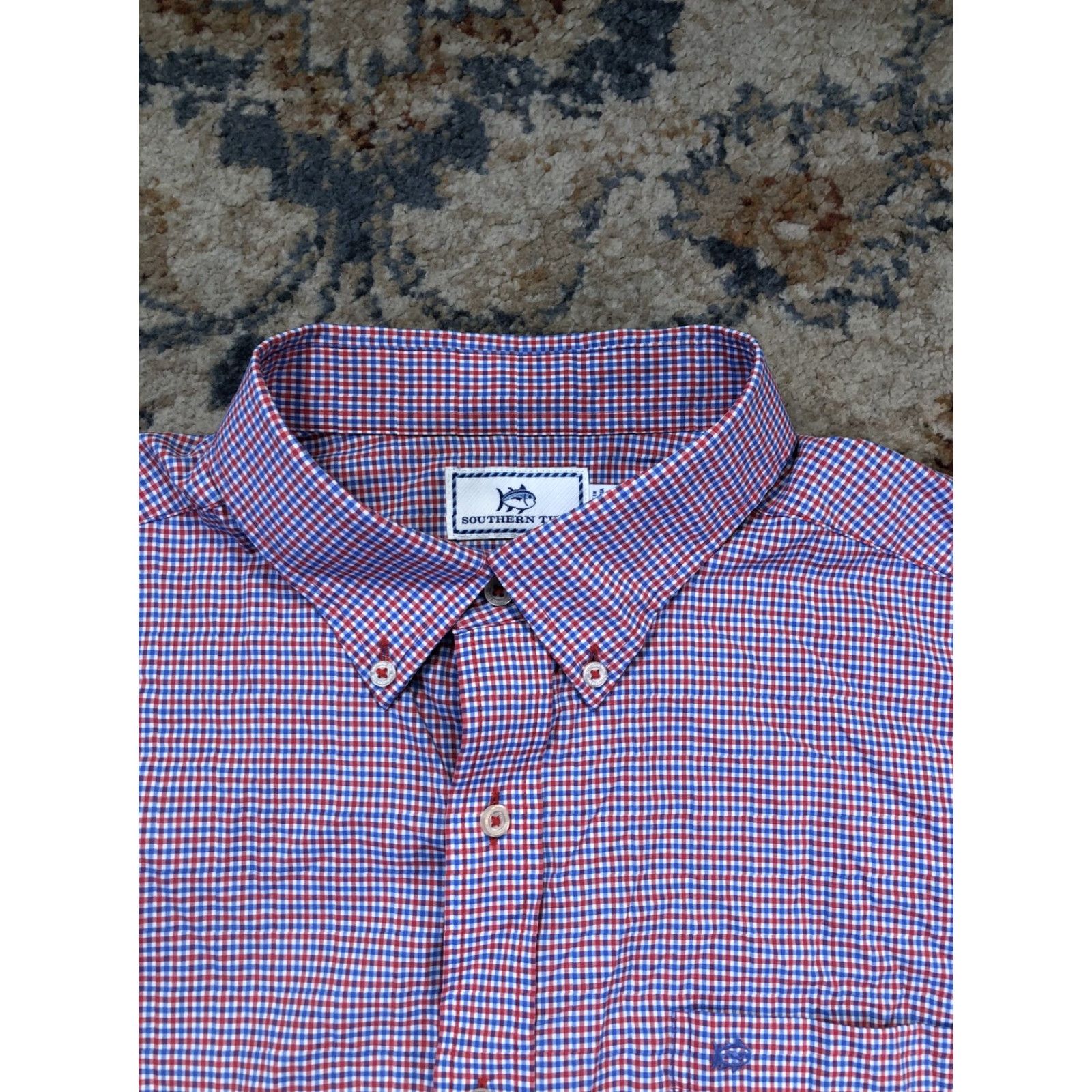 Southern Tide Southern Tide Shirt Mens XL Red Blue Check Intercoastal Long Sleeve Button Down Size US XL / EU 56 / 4 - 2 Thumbnail