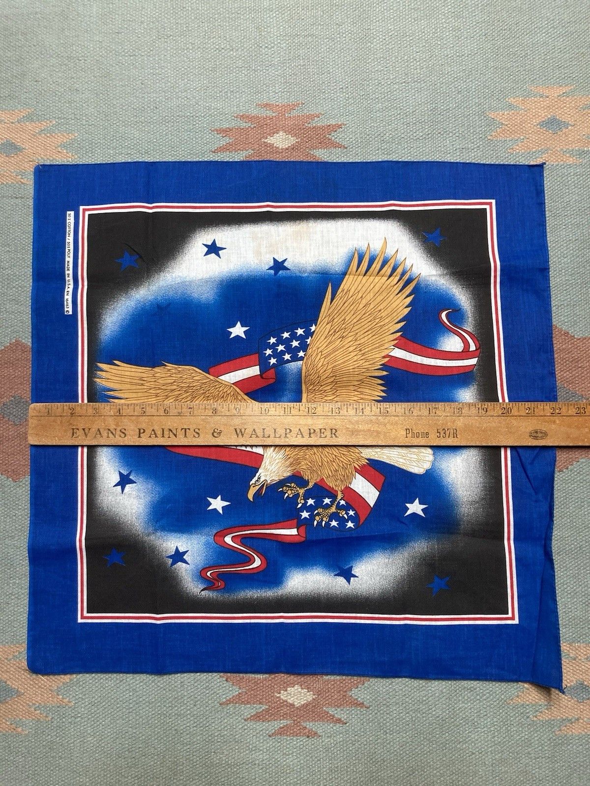 Vintage Vtg 80s bandana handkerchief eagle USA flag Harley Davidson Size ONE SIZE - 4 Thumbnail