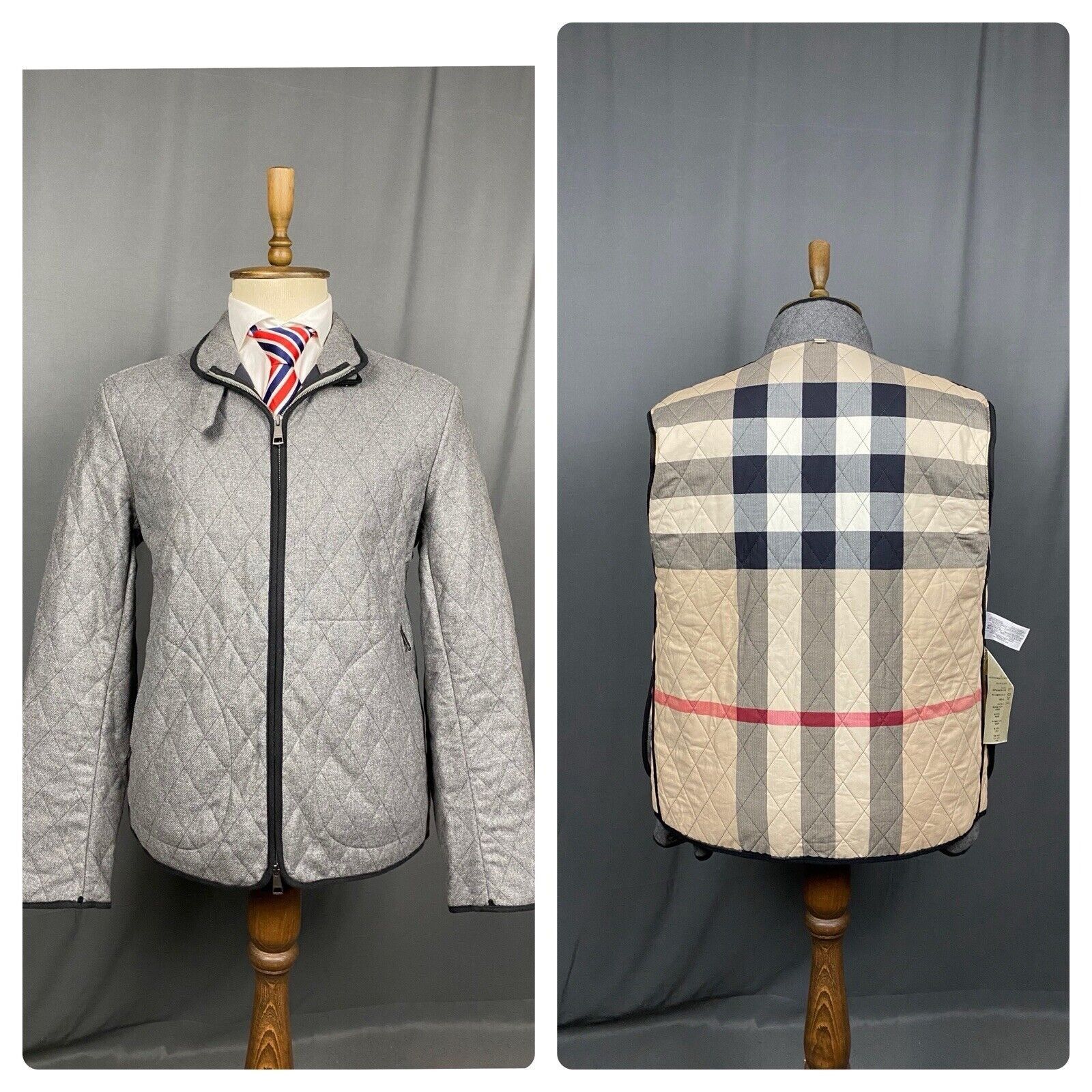 Burberry Burberry Nova Check Lining Men's Gray Quilted Jacket Size L Size US L / EU 52-54 / 3 - 1 Thumbnail