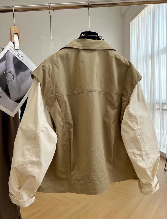Vintage Khaki Contrast Sleeve Fake Two-Piece Utility Jacket Size US M / EU 48-50 / 2 - 3 Thumbnail
