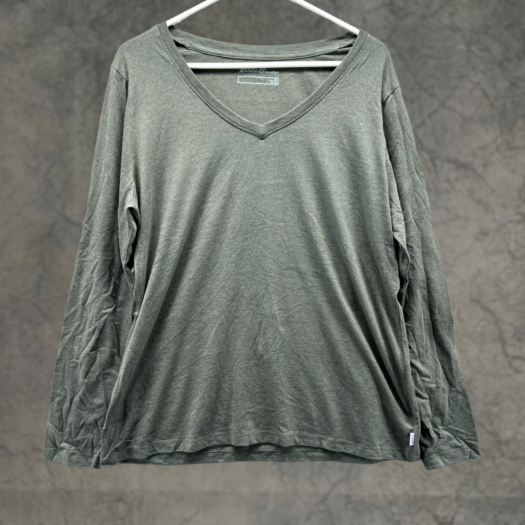 Eddie Bauer VINTAGE? No — Eddie Bauer Shirt Womens XL Green Long Sleeve V-Neck Heather Pullover Fleece Size XL / US 12-14 / IT 48-50 - 1 Thumbnail