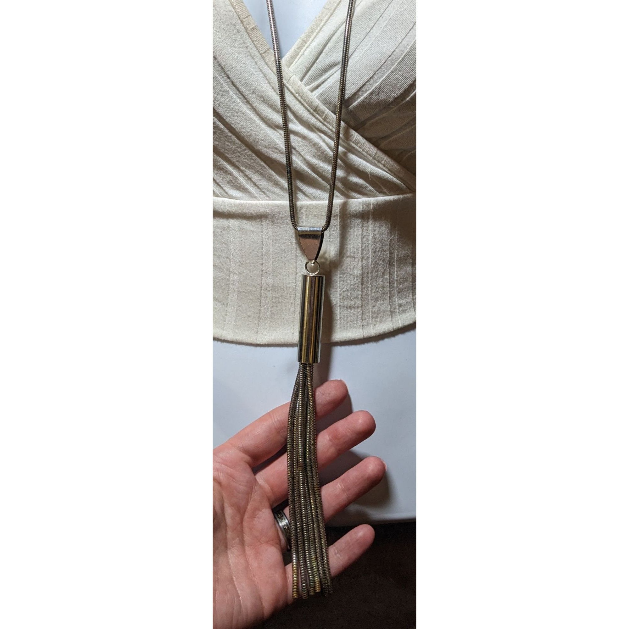 Other Large Modern Silver Chain Tassel Necklace Size ONE SIZE - 5 Thumbnail