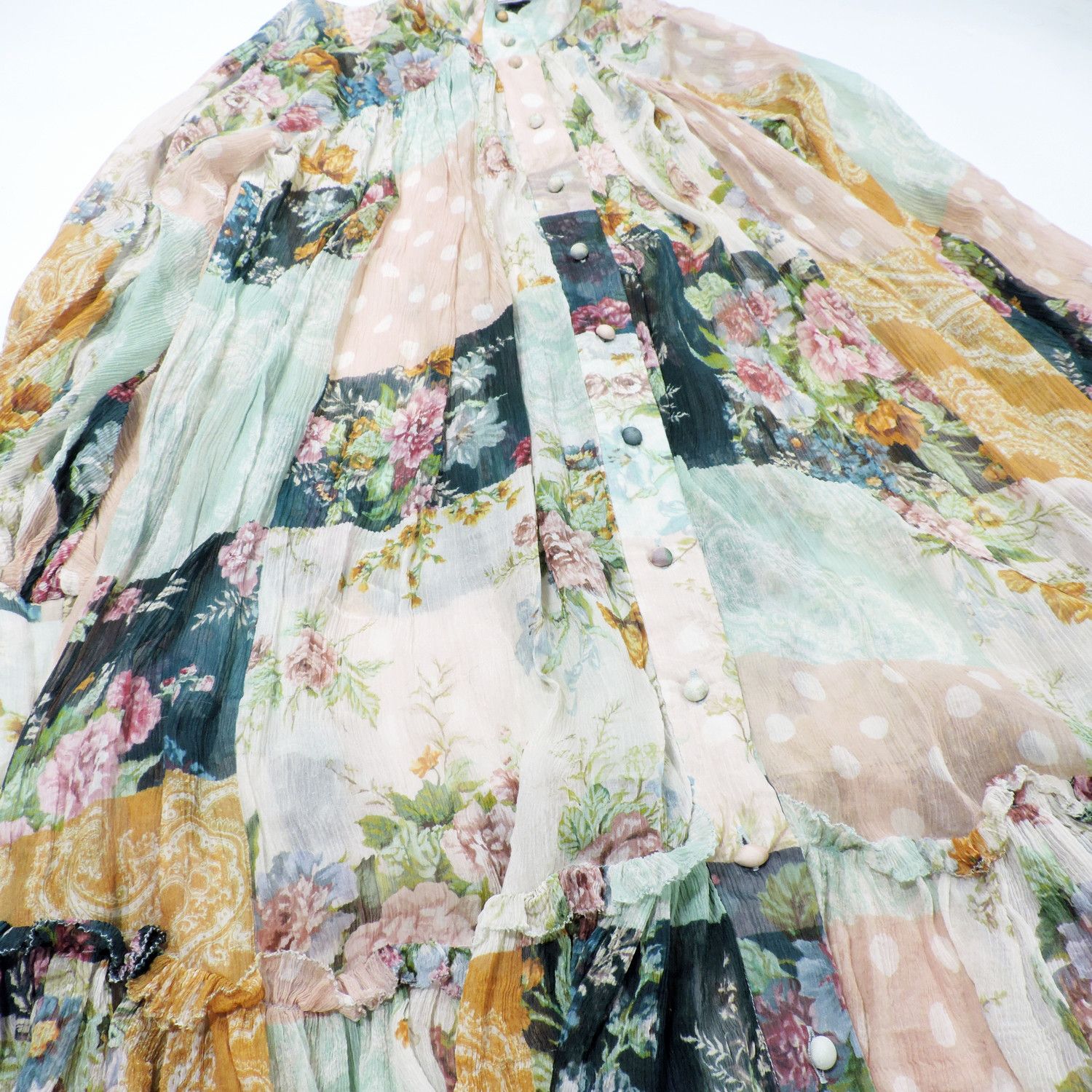 Zimmermann ZIMMERMANN PATCHWORK FLORAL PRINT SILK BLOUSE Size XS / US 0-2 / IT 36-38 - 6 Thumbnail