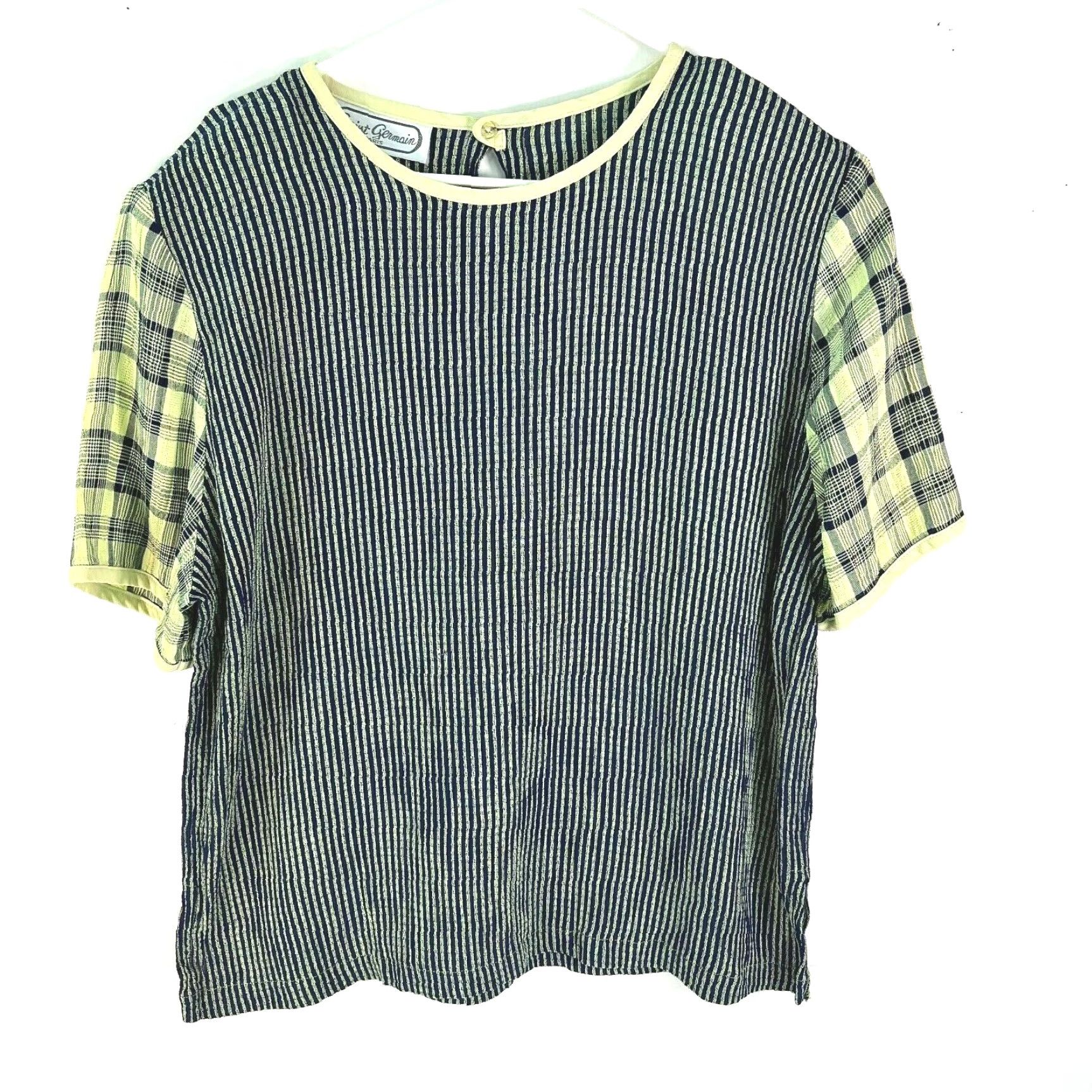 Vintage VINTAGE Saint Germain Paris Womens Blouse Blue Plaid Short Sleeves Pullover Size M Top Size M / US 6-8 / IT 42-44 - 2 Thumbnail