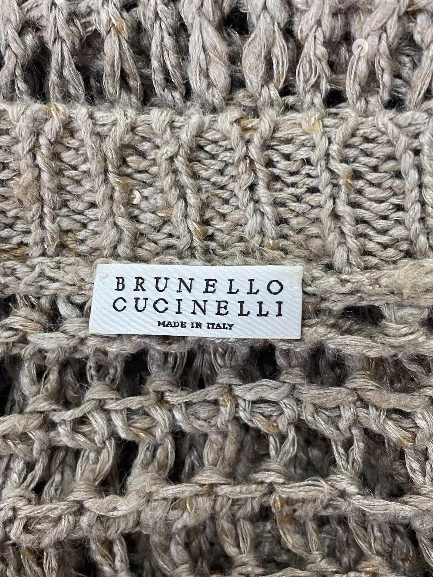 Brunello Cucinelli Brunello Cucinelli Khaki V-neck Sequin Cutout Knit XS Size XS / US 0-2 / IT 36-38 - 4 Thumbnail