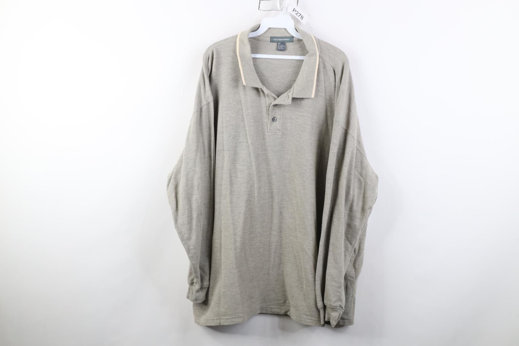 Vintage Vintage 90s Streetwear Long Sleeve Polo Shirt Gray Size US XXL / EU 58 / 5 - 1 Thumbnail