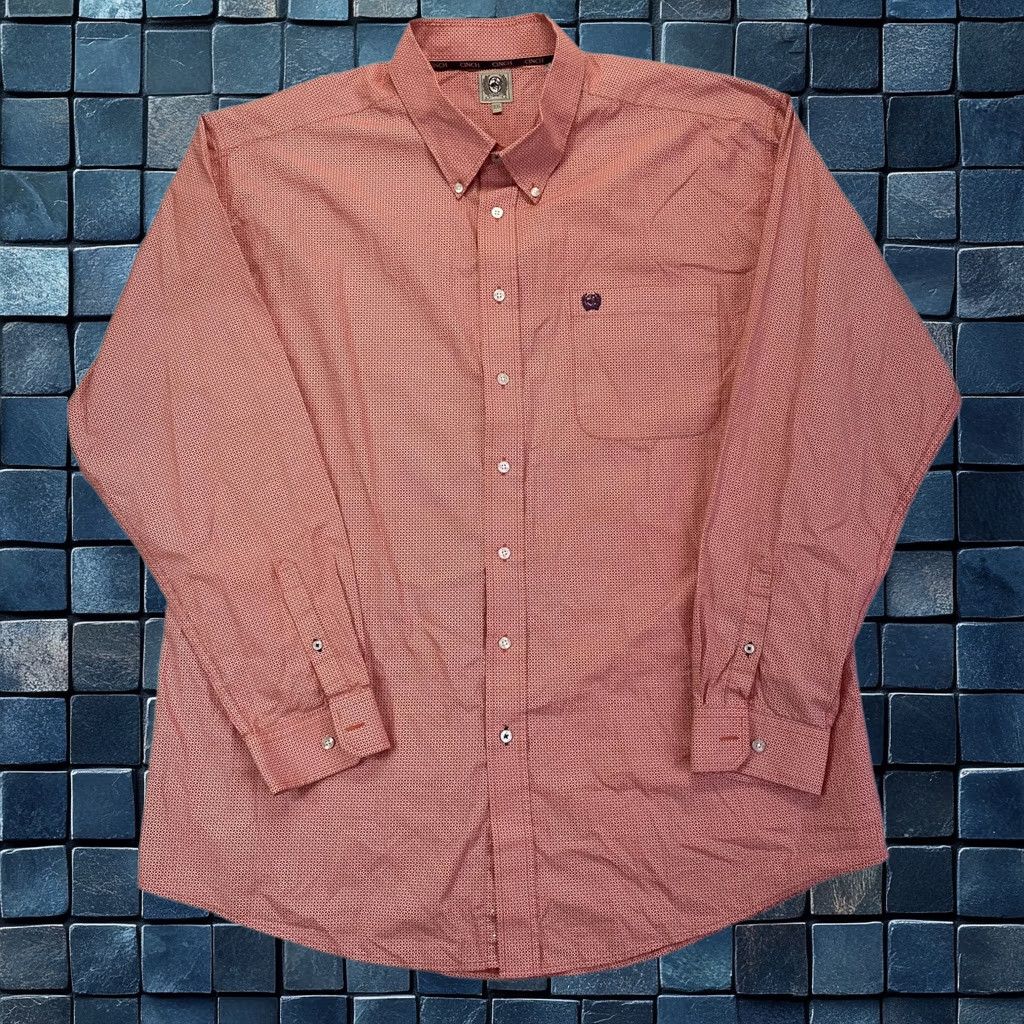 Cinch Shirt Mens 2XL Red Western Button Down Long Sleeve Pocket Geometric Rodeo, Men's (Size Xxl)