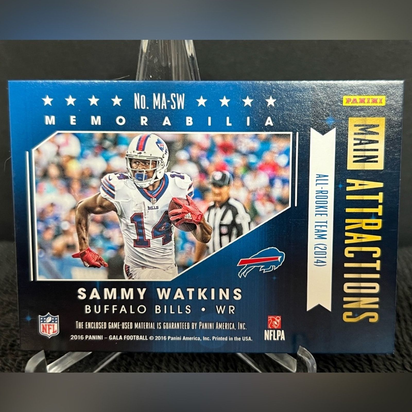 NFL 2016 Sammy Watkins Panini Gala Game WORN Jersey Rookie Bills Size ONE SIZE - 2 Thumbnail