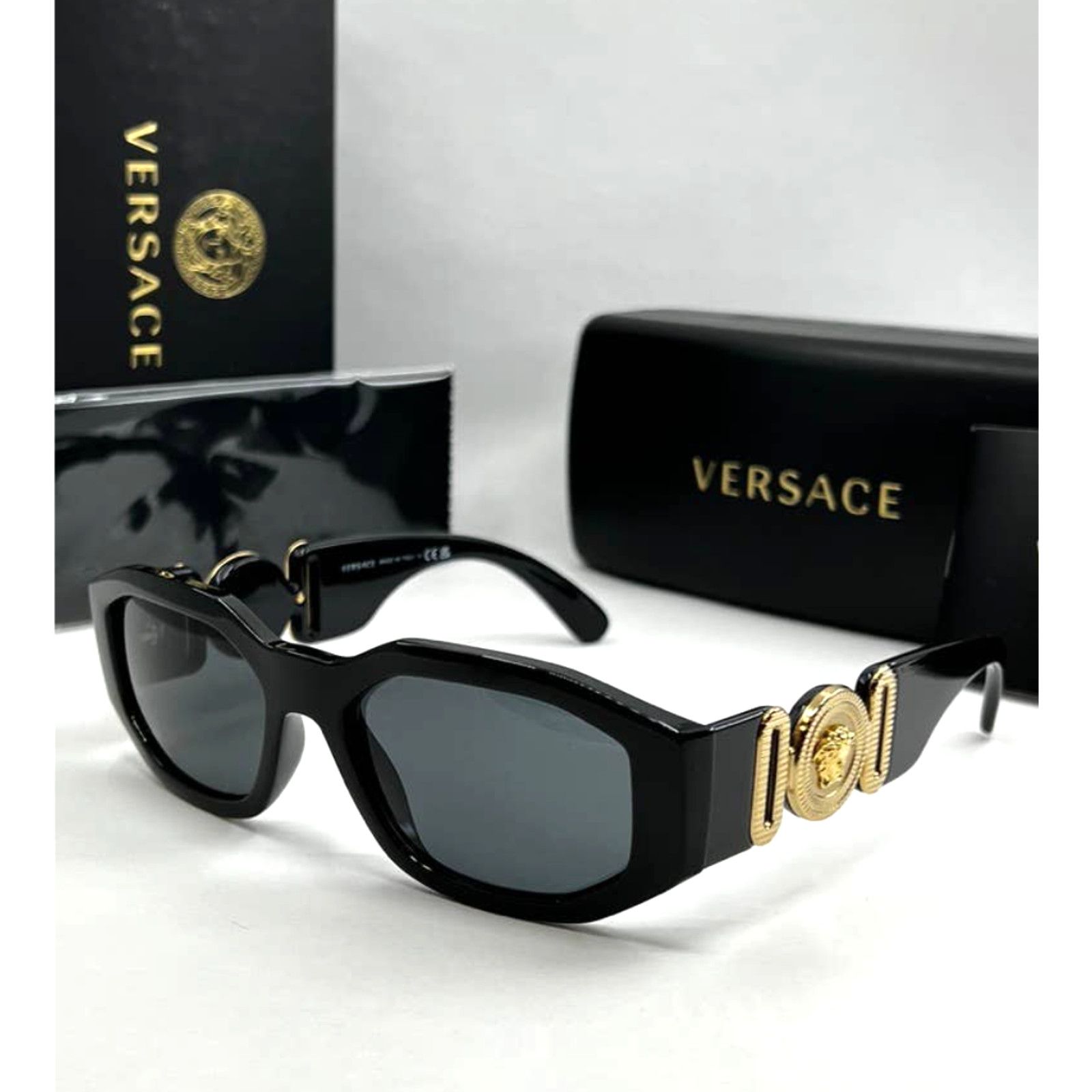 image of New Versace Ve4393 3 Lens Shield Sunglasses In White, Men's