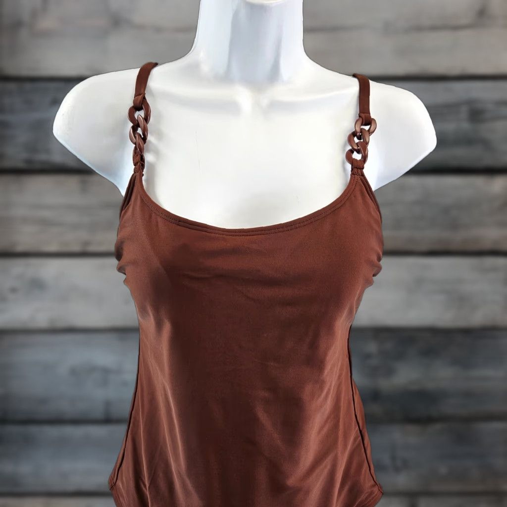 Vintage Kona Sol One Piece Swimsuit Womens M Solid Brown Medium Seat Coverage Size ONE SIZE - 1 Thumbnail