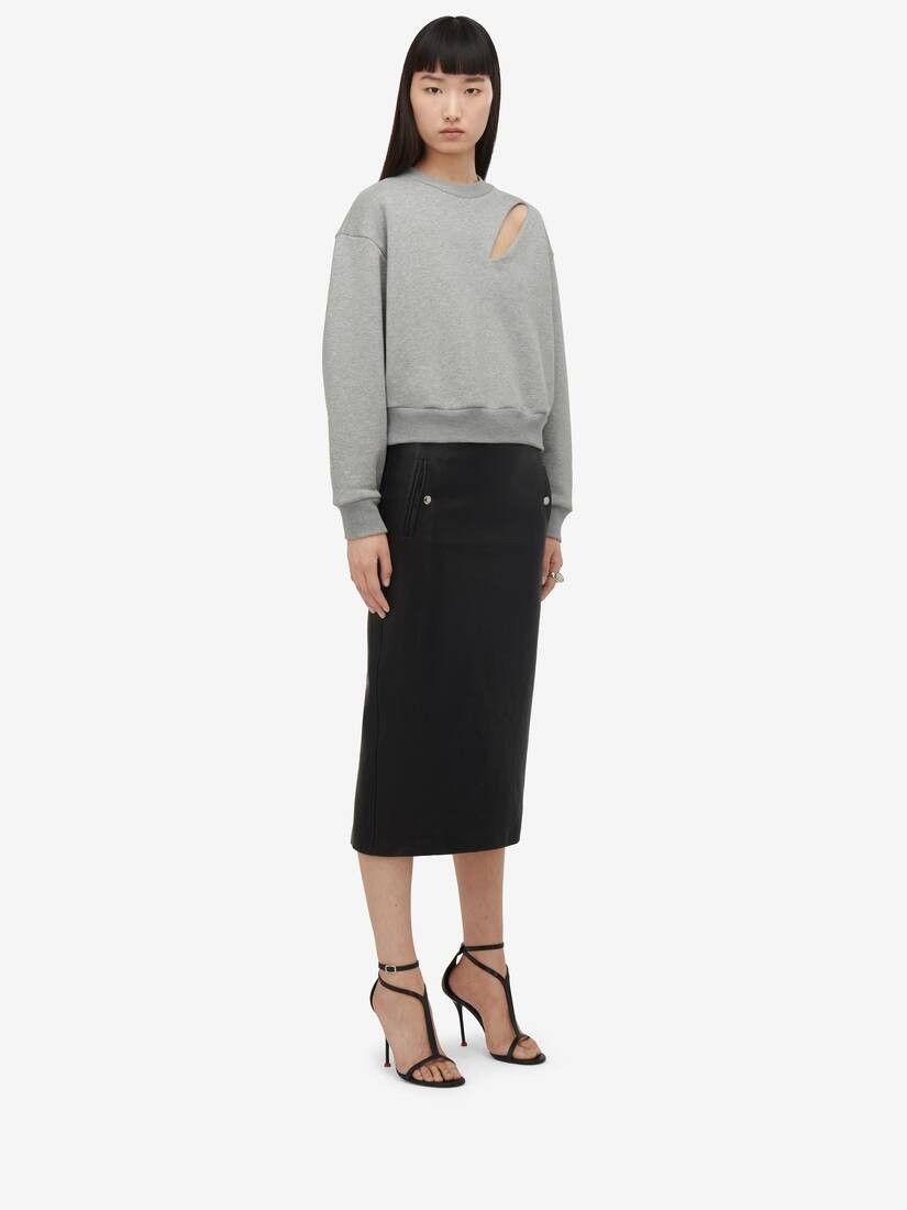 Alexander McQueen o1srvl11e0326 Slashed Sweatshirt in Grey Size S / US 4 / IT 40 - 5 Thumbnail
