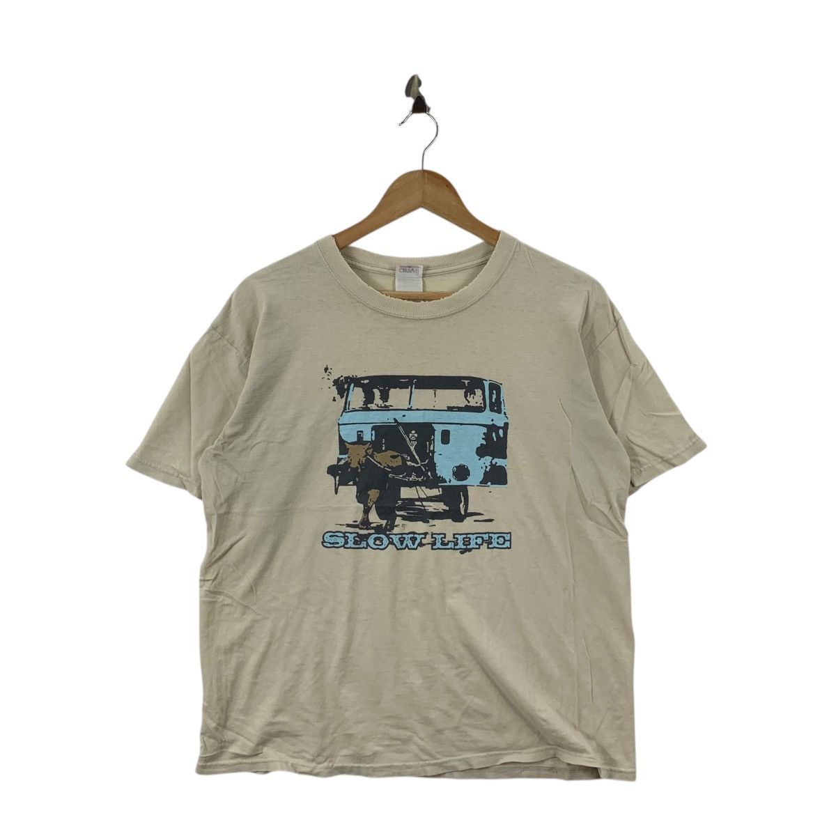 Vintage Vintage THE SLOW LIFE Modern Streetwear Thrashed Tee Shirt Size US M / EU 48-50 / 2 - 3 Thumbnail