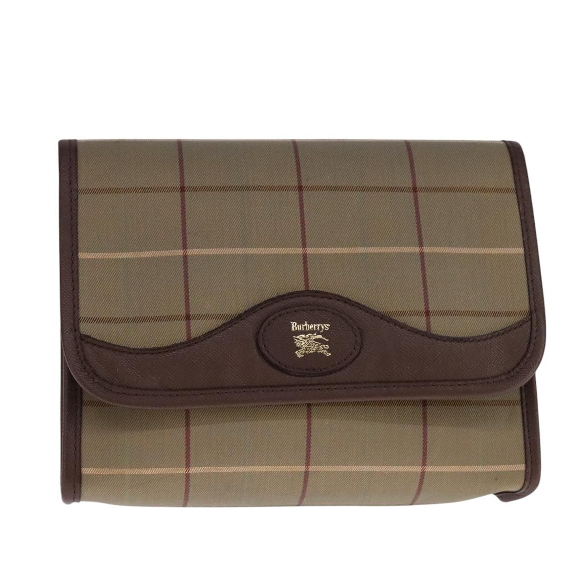 Nova Check Beige Canvas Clutch Bag (Pre-Owned)