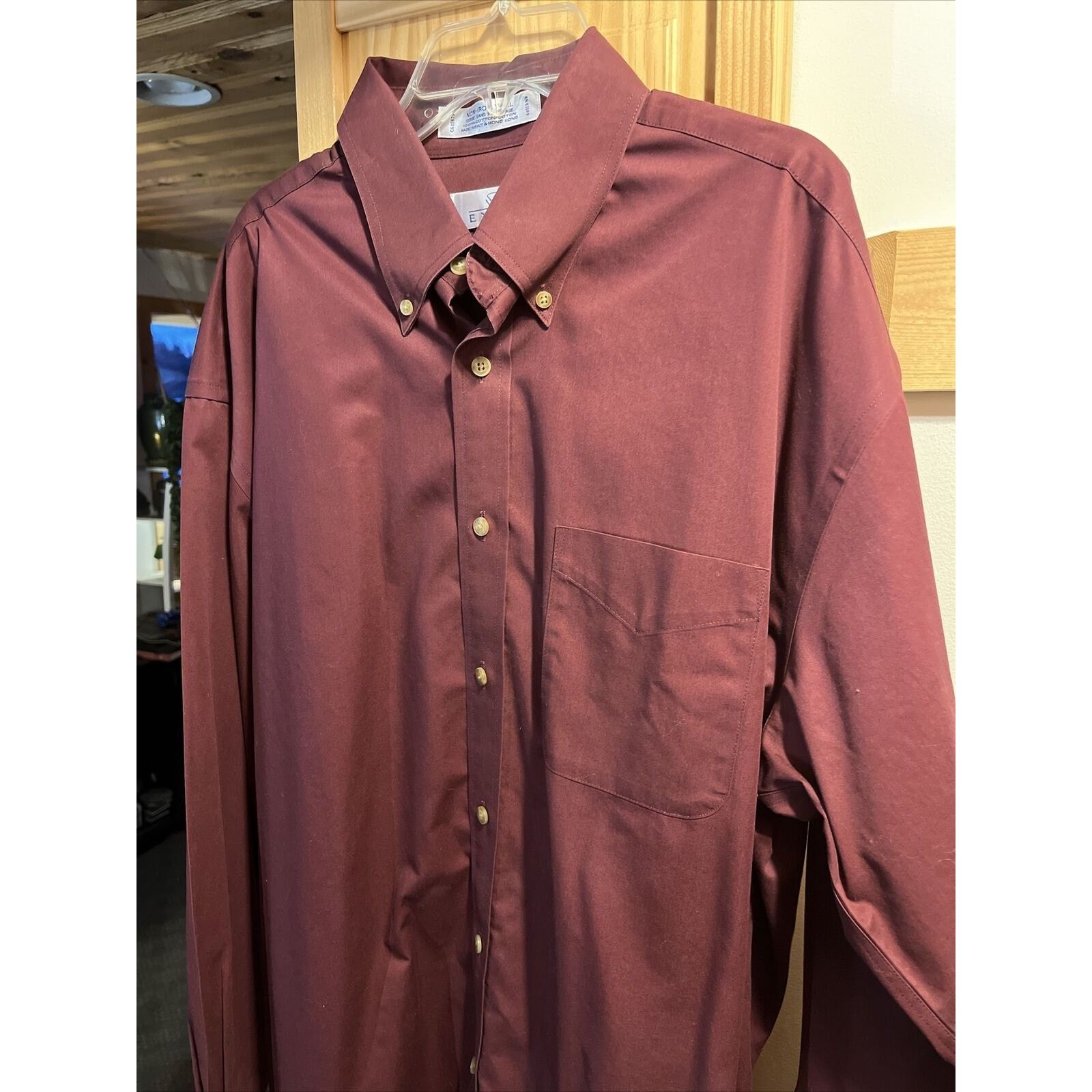 Enro ENRO Men's L Maroon LS Button Up Cotton Non-Iron Twill Shirt Size US L / EU 52-54 / 3 - 9 Thumbnail