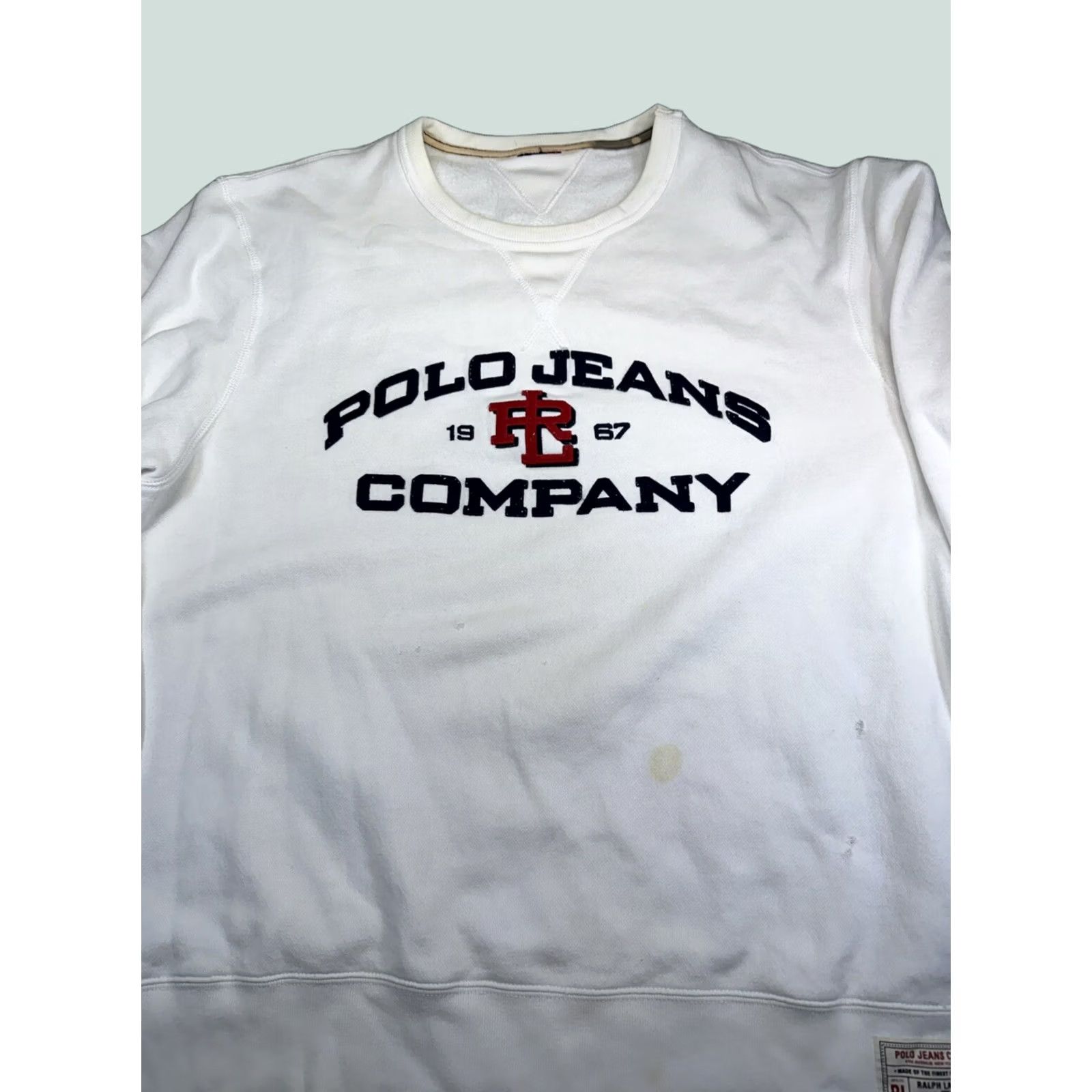 Ralph Lauren VINTAGE Ralph Lauren Men Sweater Crew Neck 2XL White Distressed Pullover Size US XXL / EU 58 / 5 - 1 Thumbnail