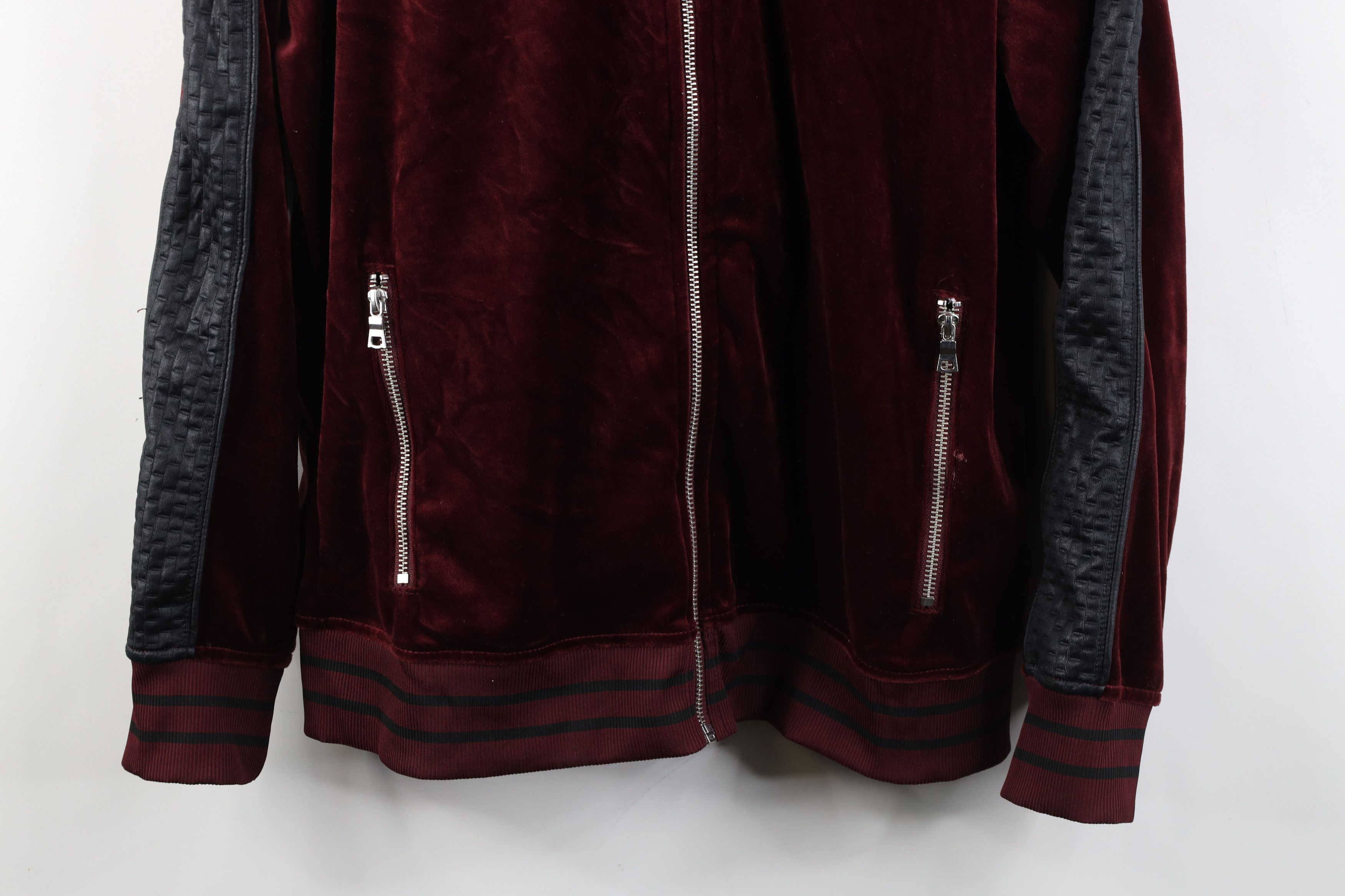 Vintage Y2K Streetwear Velour Full Zip Jacket Burgundy Red Black Size US M / EU 48-50 / 2 - 3 Thumbnail