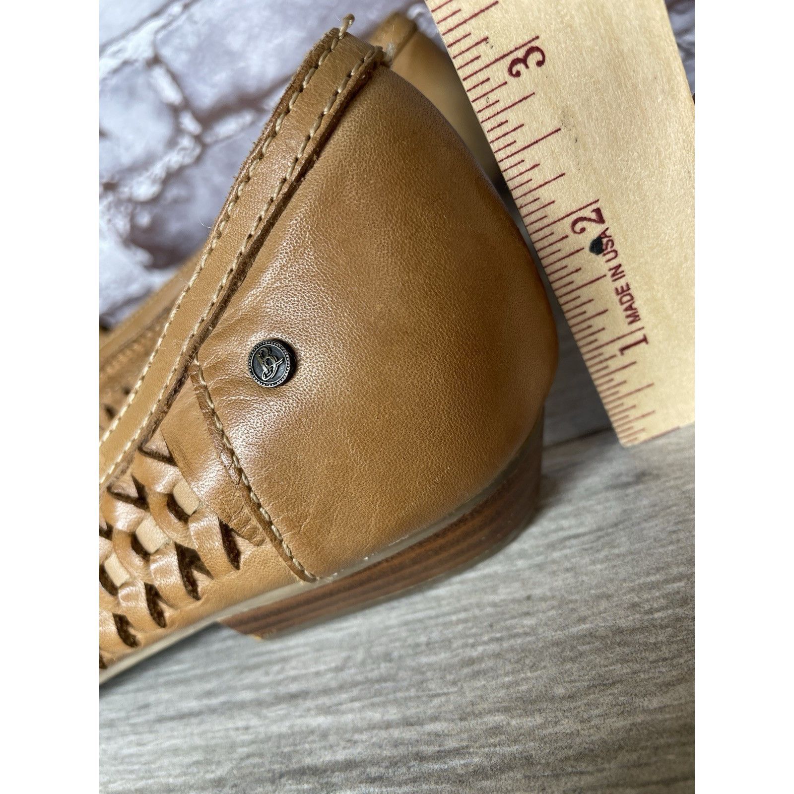 G.H. Bass & Co. Bass Hayden Fawn Tan Brown Leather Woven Strap Heel Flats Wo Size US 11 / IT 41 - 10 Thumbnail
