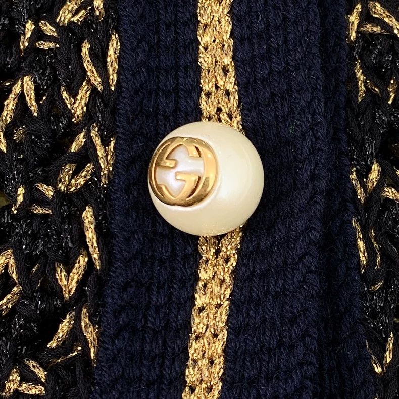 Gucci Gucci Color-blocking pearl buckle striped knitted cardigan Size US M / EU 48-50 / 2 - 5 Thumbnail