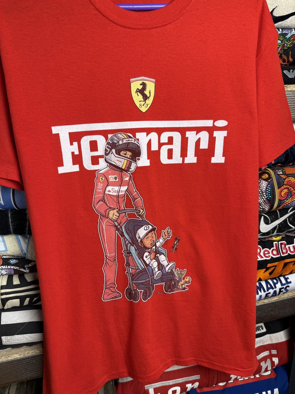 Ferrari FUNNY FERARRI F1 MICHAEL SCHUMACHER RED RACING TEE 90’S Size US L / EU 52-54 / 3 - 3 Thumbnail