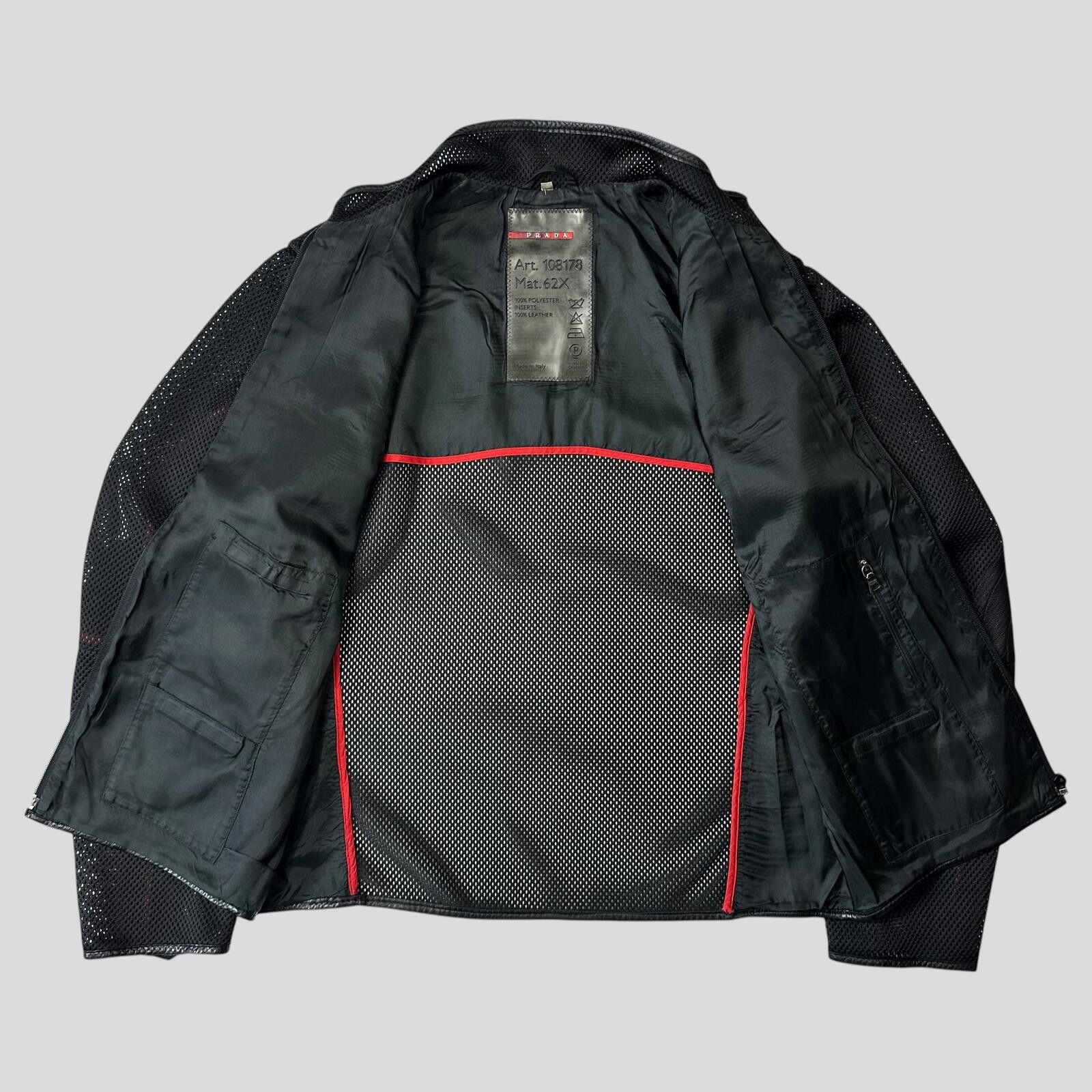 Prada Prada Sport SS00 SAMPLE Mesh + Leather Moto Jacket - IT54 Size US L / EU 52-54 / 3 - 5 Thumbnail