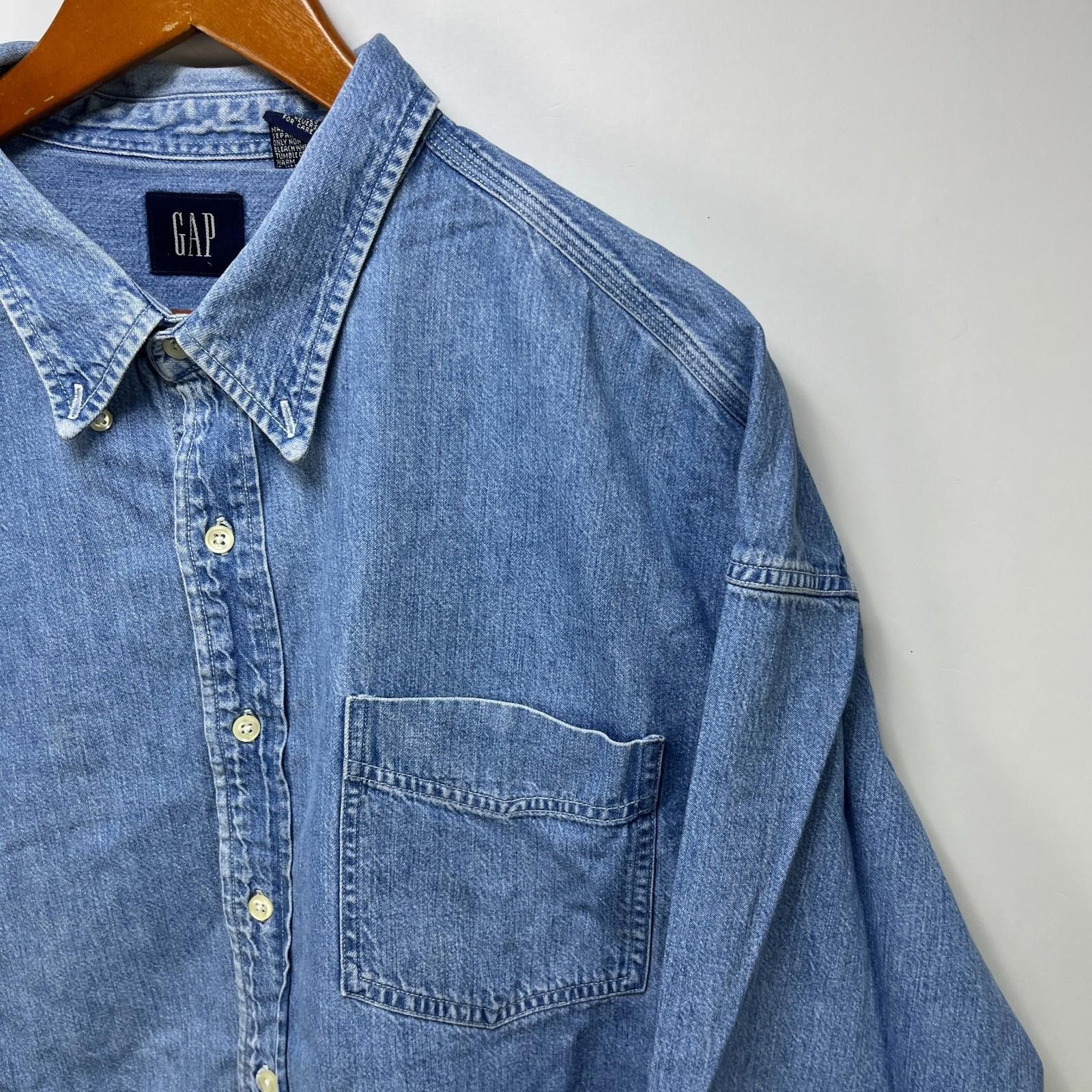 Gap Vintage 90s Gap Button Up Denim Long Sleeve Shirt 2XL Size US XXL / EU 58 / 5 - 3 Thumbnail