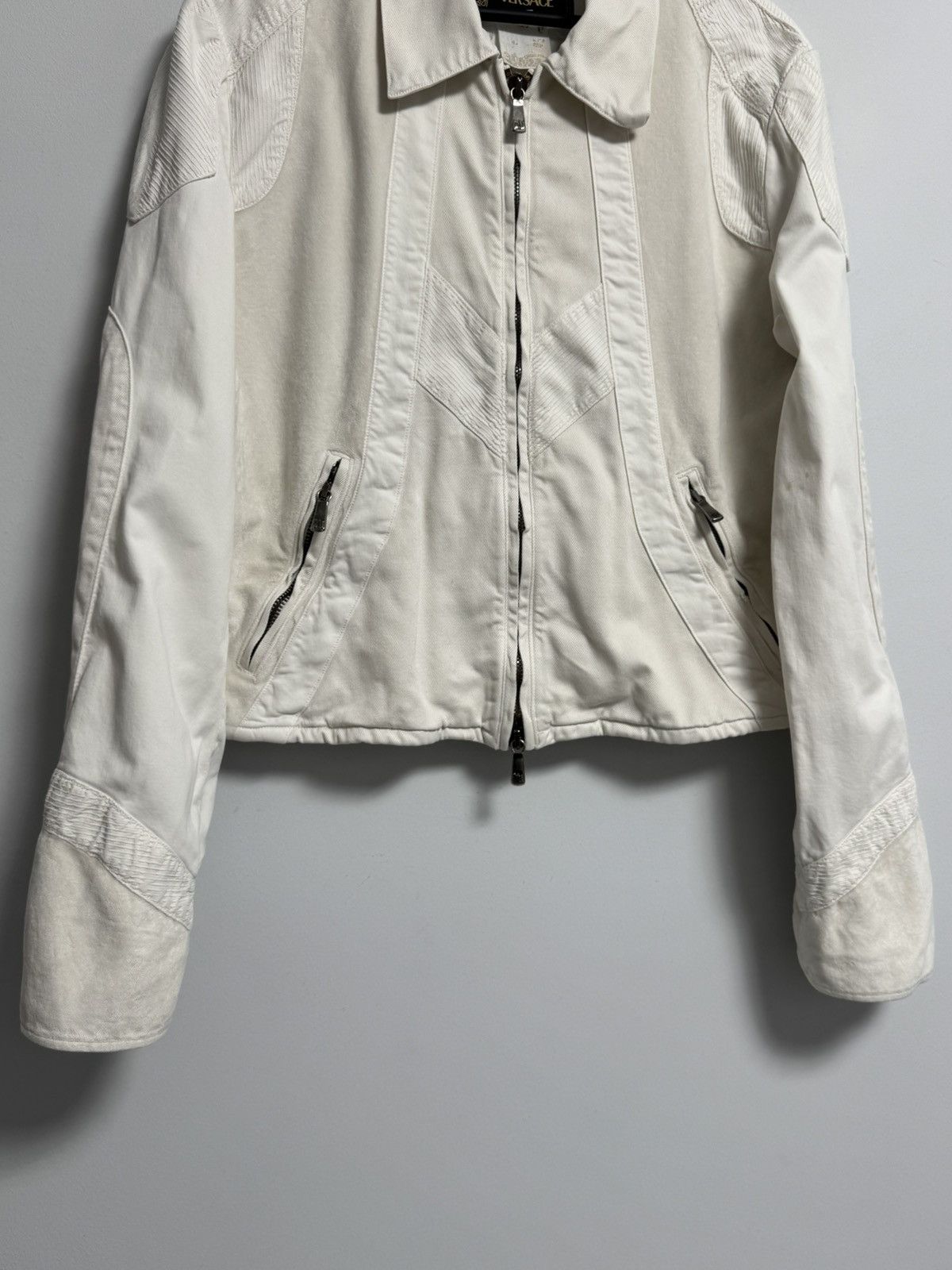 Versace Versace White Jacket Full Zip Designer Women’s Short Coat Size L / US 10 / IT 46 - 3 Thumbnail