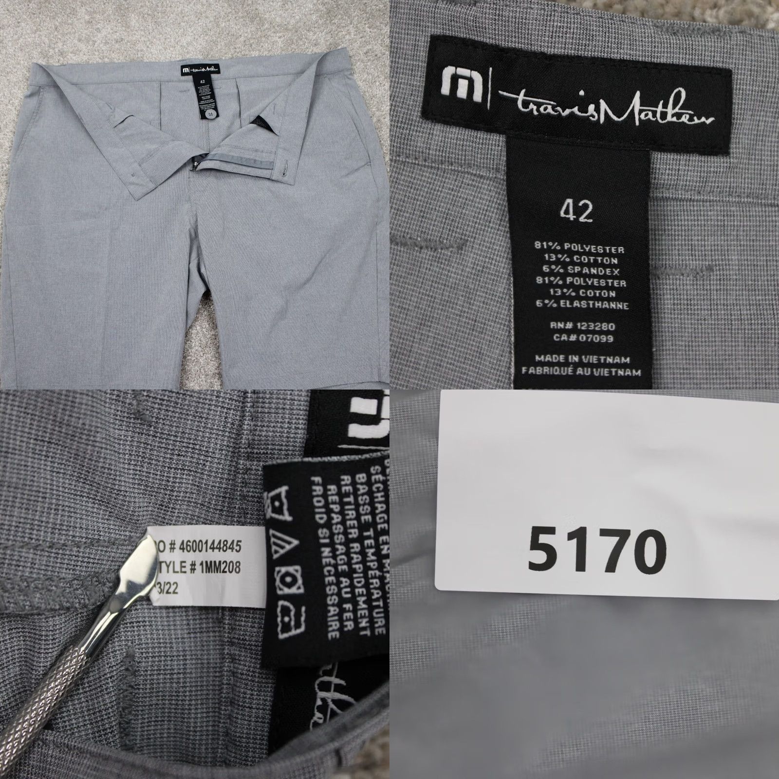 TravisMathew Travis Mathew Beck Shorts Mens 42 Gray Golf Polyester Cotton Stretch 10" inseam Size US 42 / EU 58 - 8 Thumbnail
