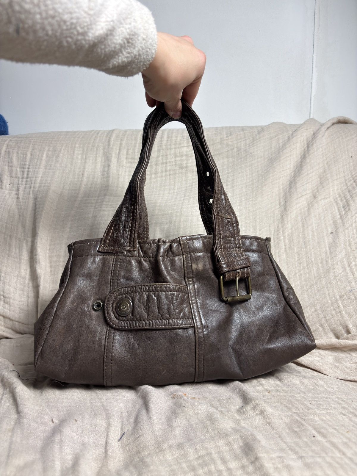 Designer × Vintage Leather bag cuir sac hobo shopper tote shoulder designer Size ONE SIZE - 5 Thumbnail