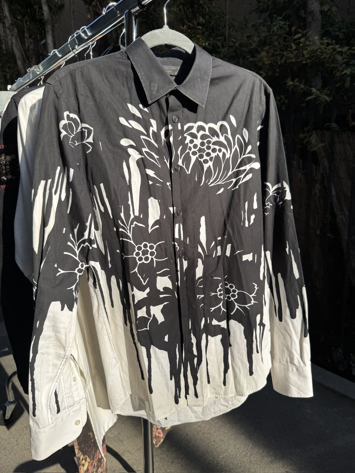 $1250 Mens Alexander McQueen Wax Flower Print Button Up