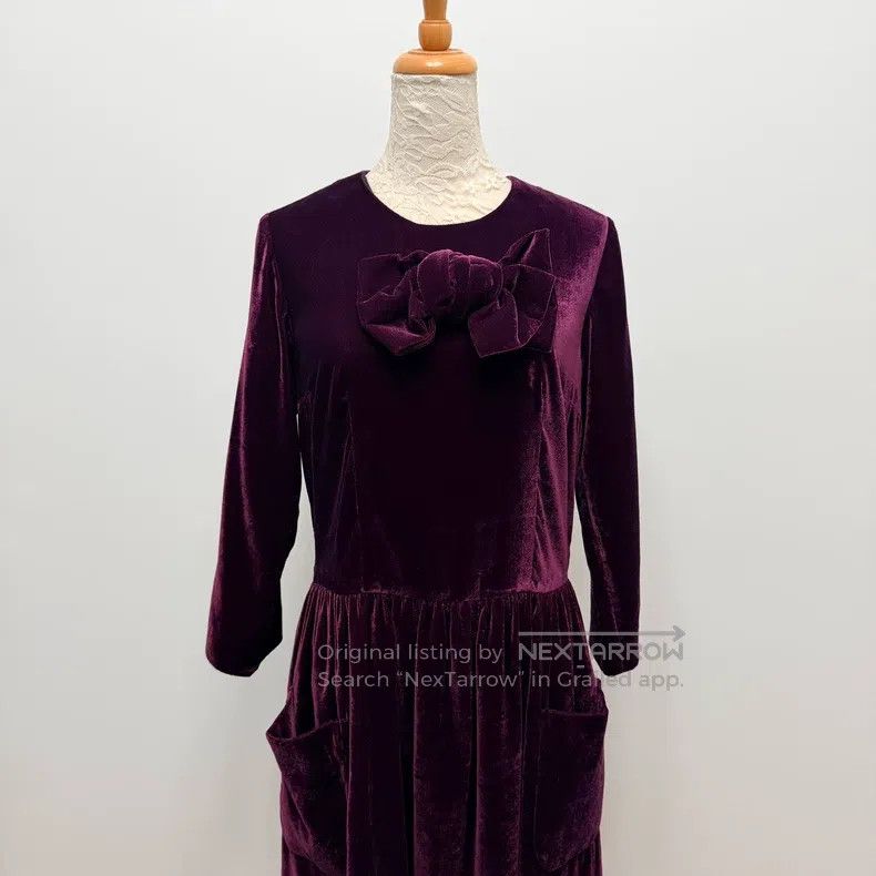 Comme des Garcons Comme Des Garcons Vintage Burgundy Velvet Bow Collar Dress Size S / US 4 / IT 40 - 3 Thumbnail