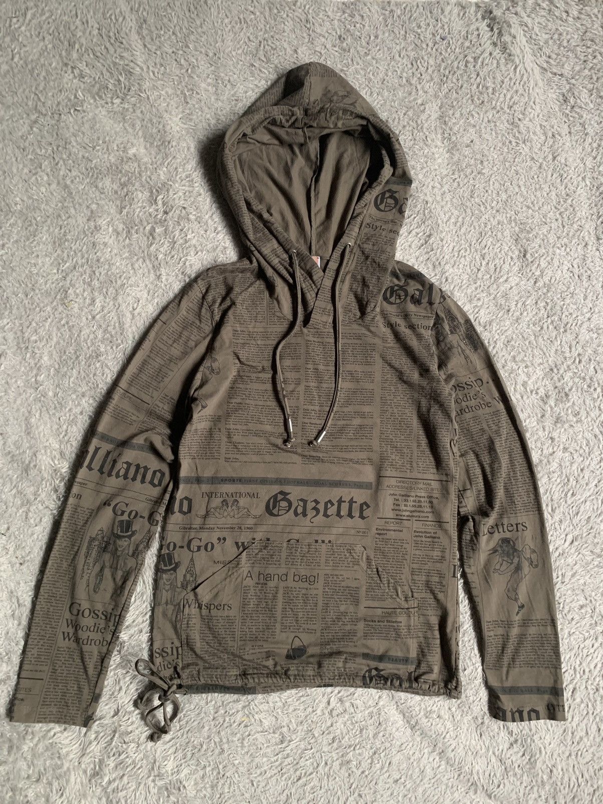 John Galliano Newspaper Hoodie | Grailed