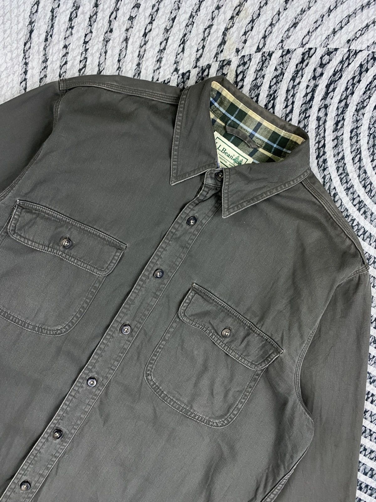 L.L. Bean Vtg L.L.Bean Grey Colour Plaid Lining Flannel Size US L / EU 52-54 / 3 - 6 Thumbnail