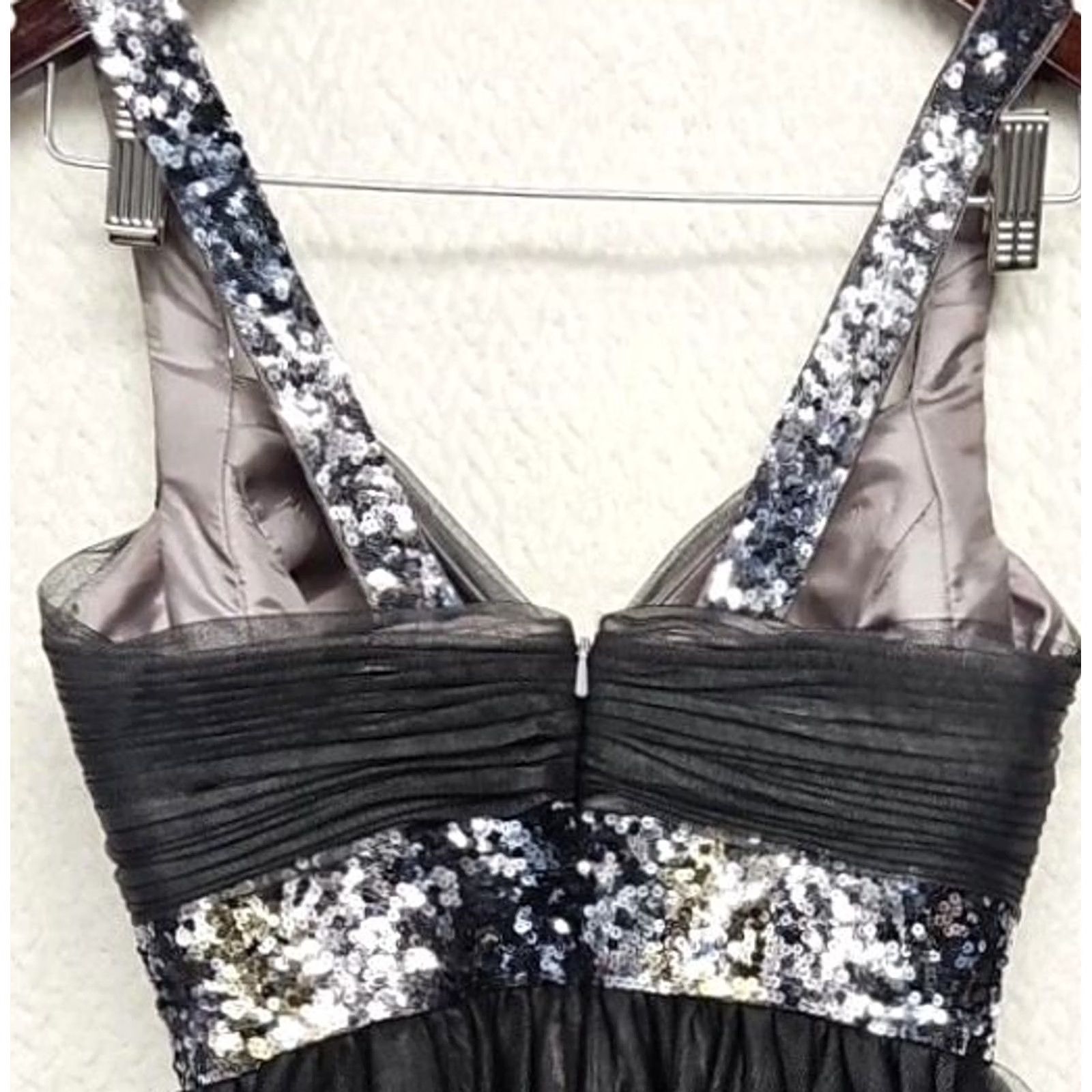 Vintage Y2K Couture Black Sequin Empire Waist Chiffon Party Prom Dress Sz 4 USA Size S / US 4 / IT 40 - 7 Thumbnail