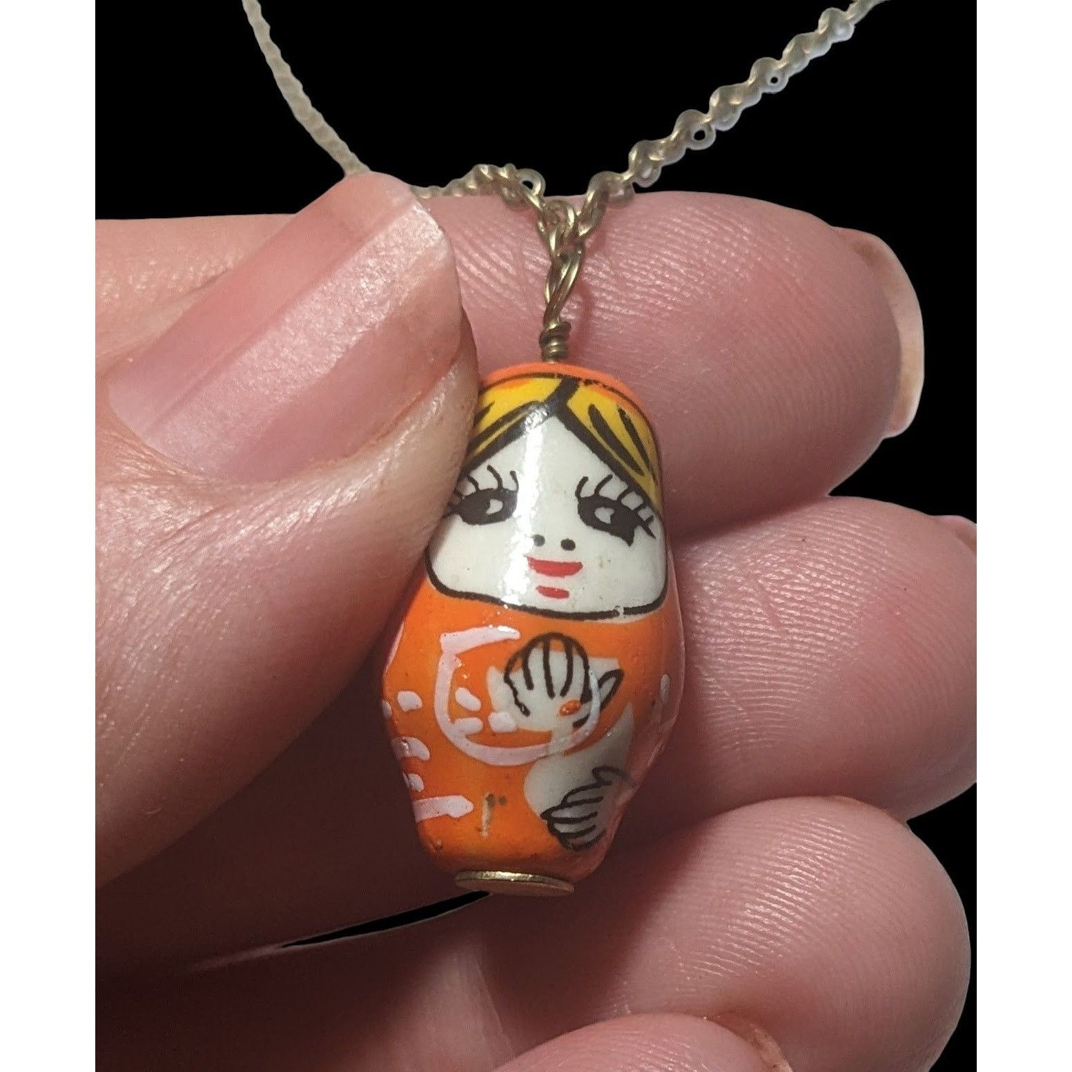 Other Retro Orange Russian Nesting Doll Necklace Size ONE SIZE - 3 Thumbnail