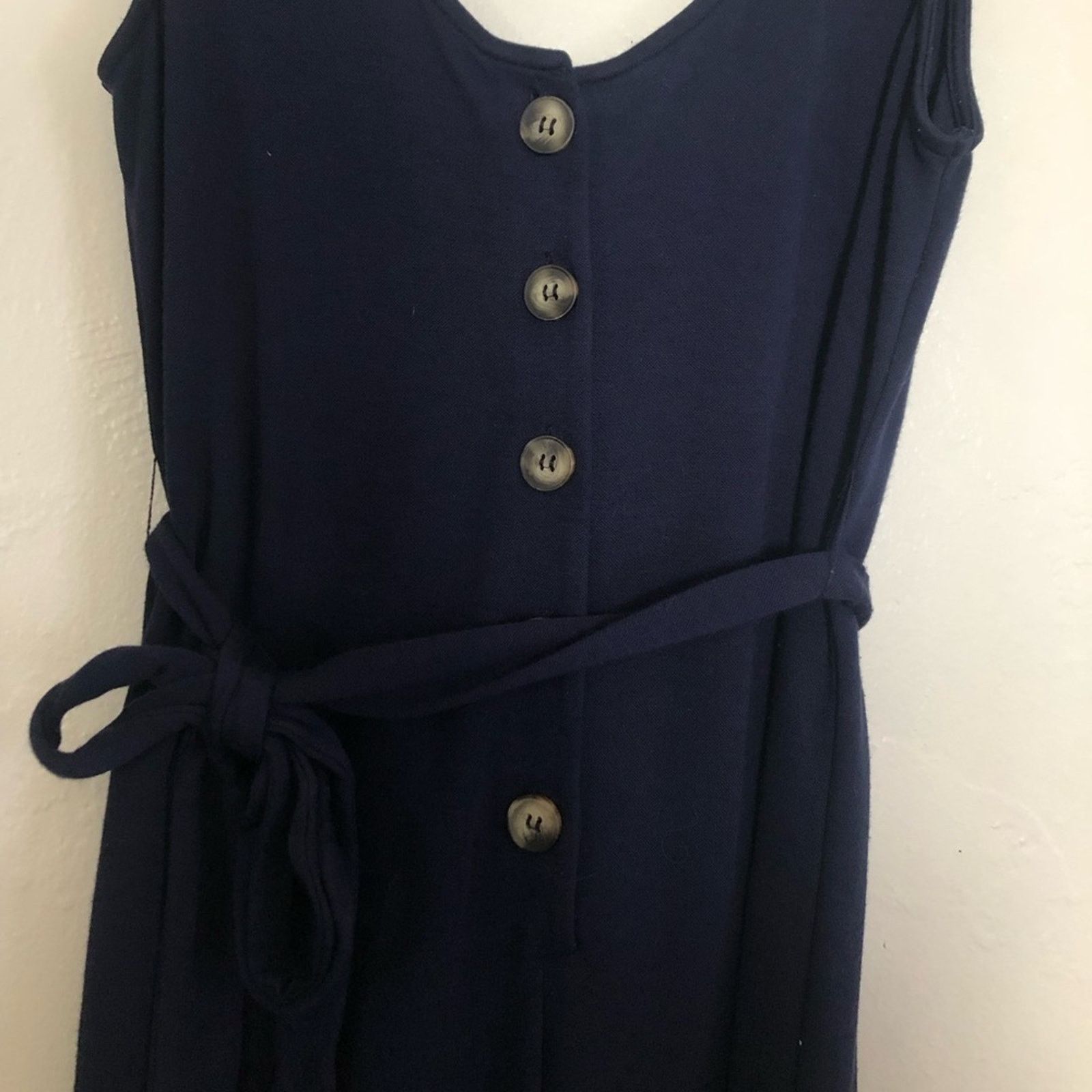 Urban Outfitters Urban Outfitters Corrine Cupro Navy Blue Wide Leg Jumpsuit Size 27" / US 4 / IT 40 - 3 Thumbnail