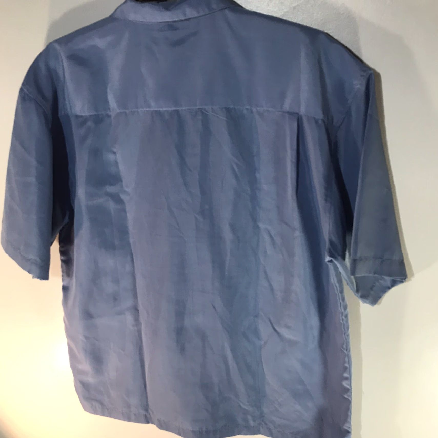Vintage VINTAGE City Impact Dress Shirt Men XL Short Sleeve Blue/White Striped Business Casual Workwear Size 46R - 3 Thumbnail