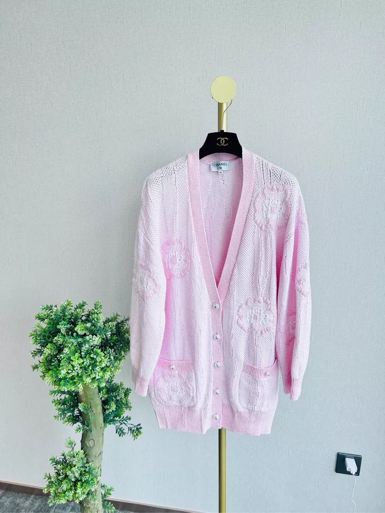Chanel Chanel 23S Pink Camellia Knit Cardigan - dmc Size US M / EU 48-50 / 2 - 1 Thumbnail