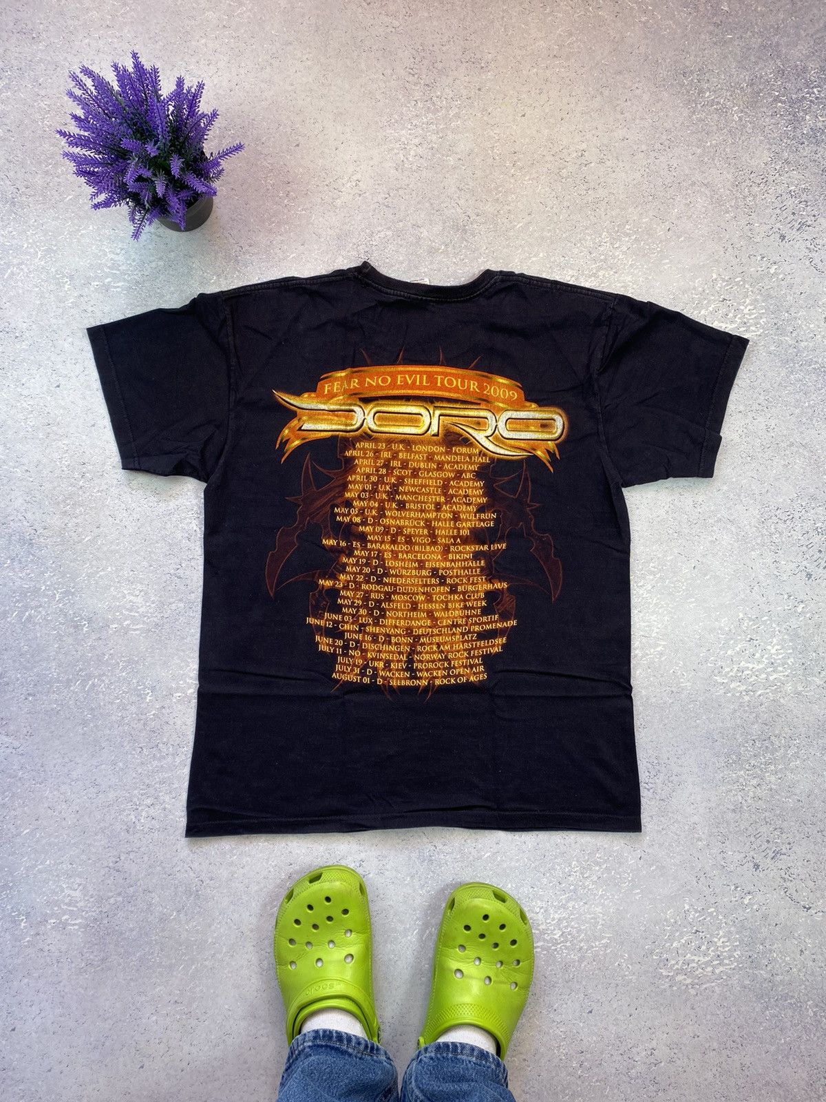 Band Tees × Vintage Vintage Doro Pesch Men’s Black T-shirt With Big Logo Large Size US L / EU 52-54 / 3 - 3 Thumbnail